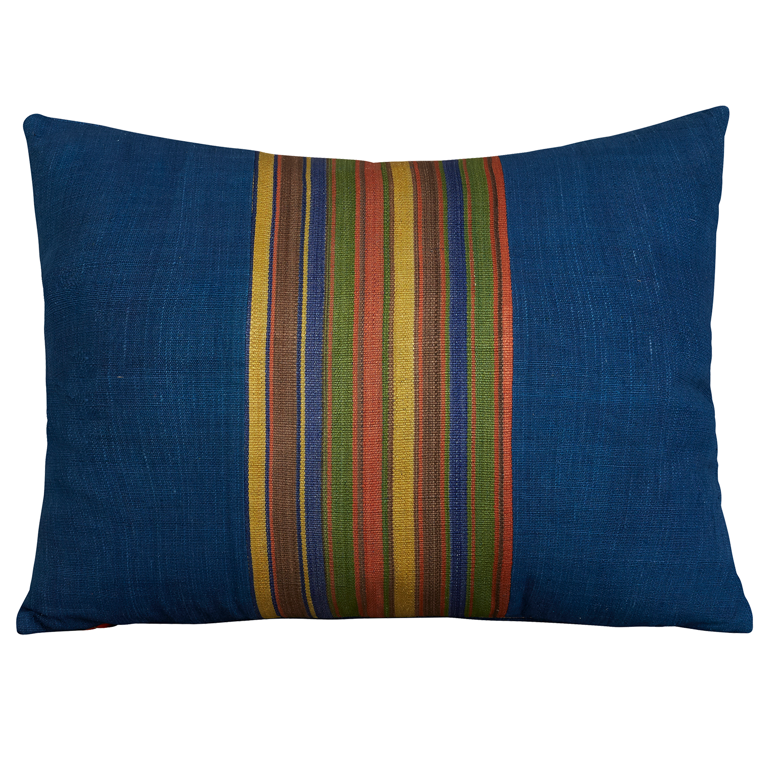 Silk Jajim Cushion/ pillow - Royal blue with multicolour stripe