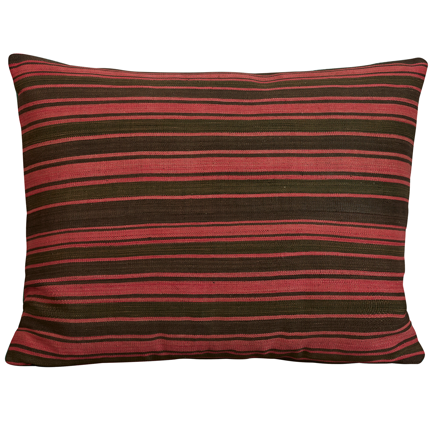 Silk Jajim Cushion/ pillow - Pink horizontal stripe with turquoise silk back