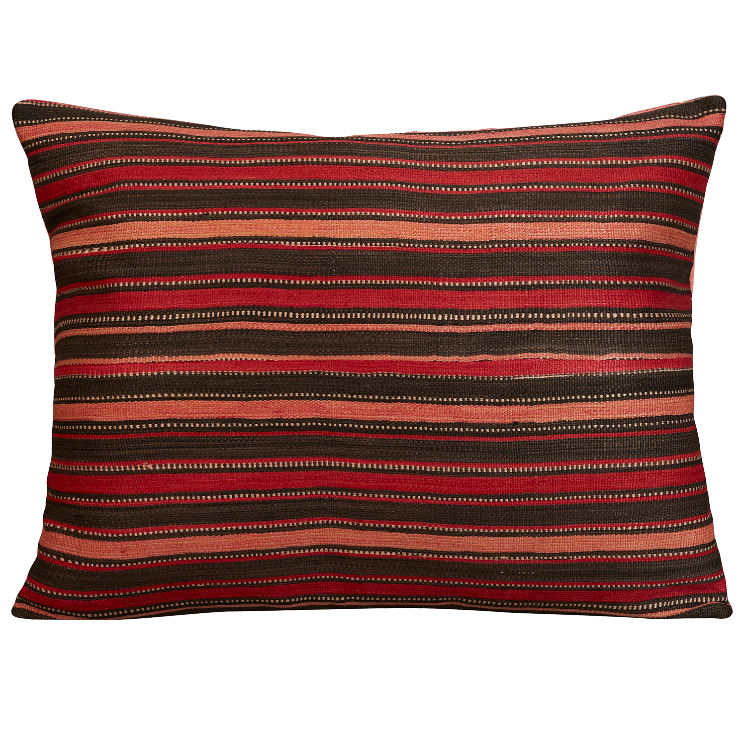 Silk Jajim Cushion/ pillow - Pink and red horizontal stripe with pink silk back