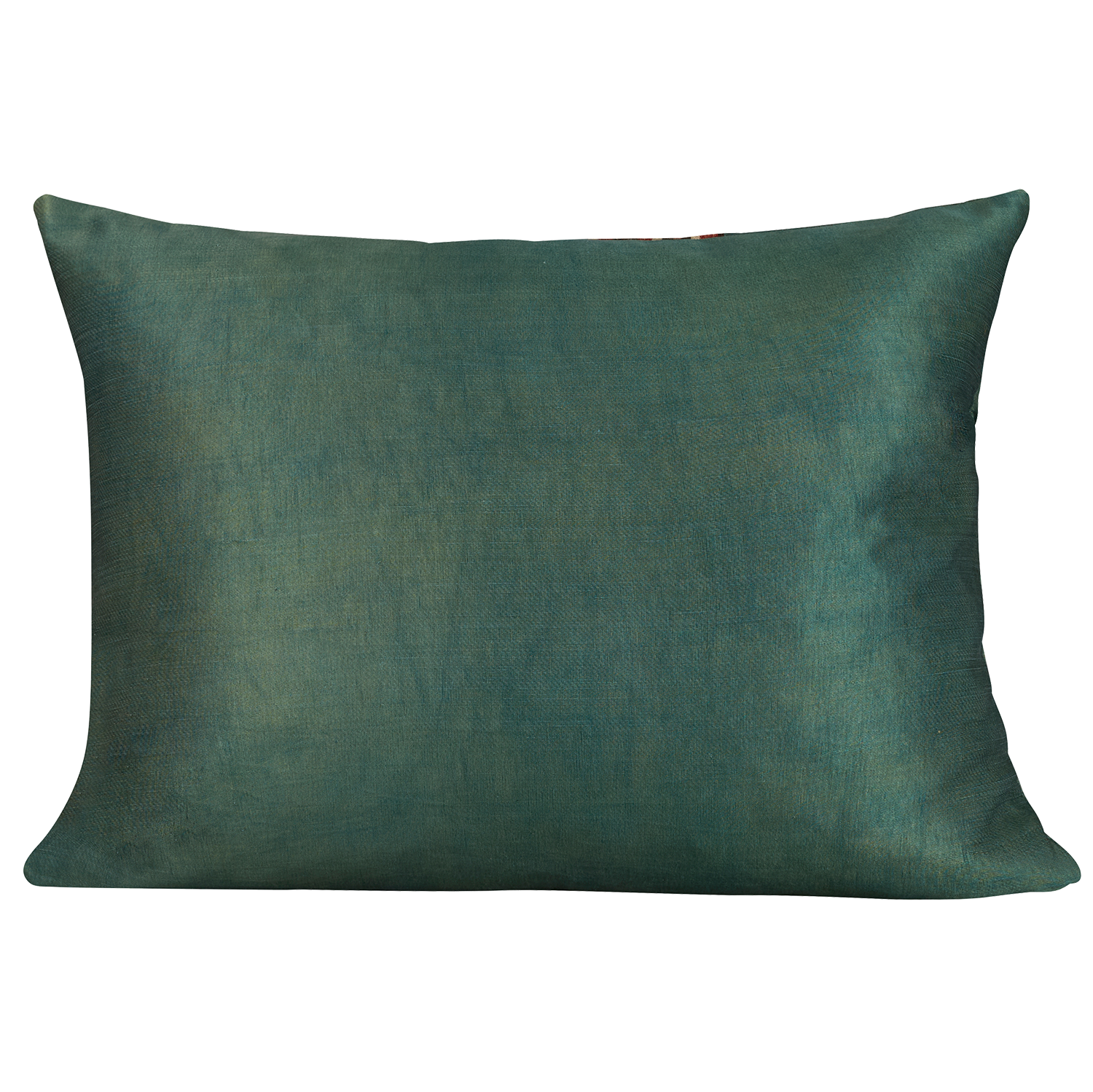Silk Jajim Cushion/ pillow - Green and terracotta stripe