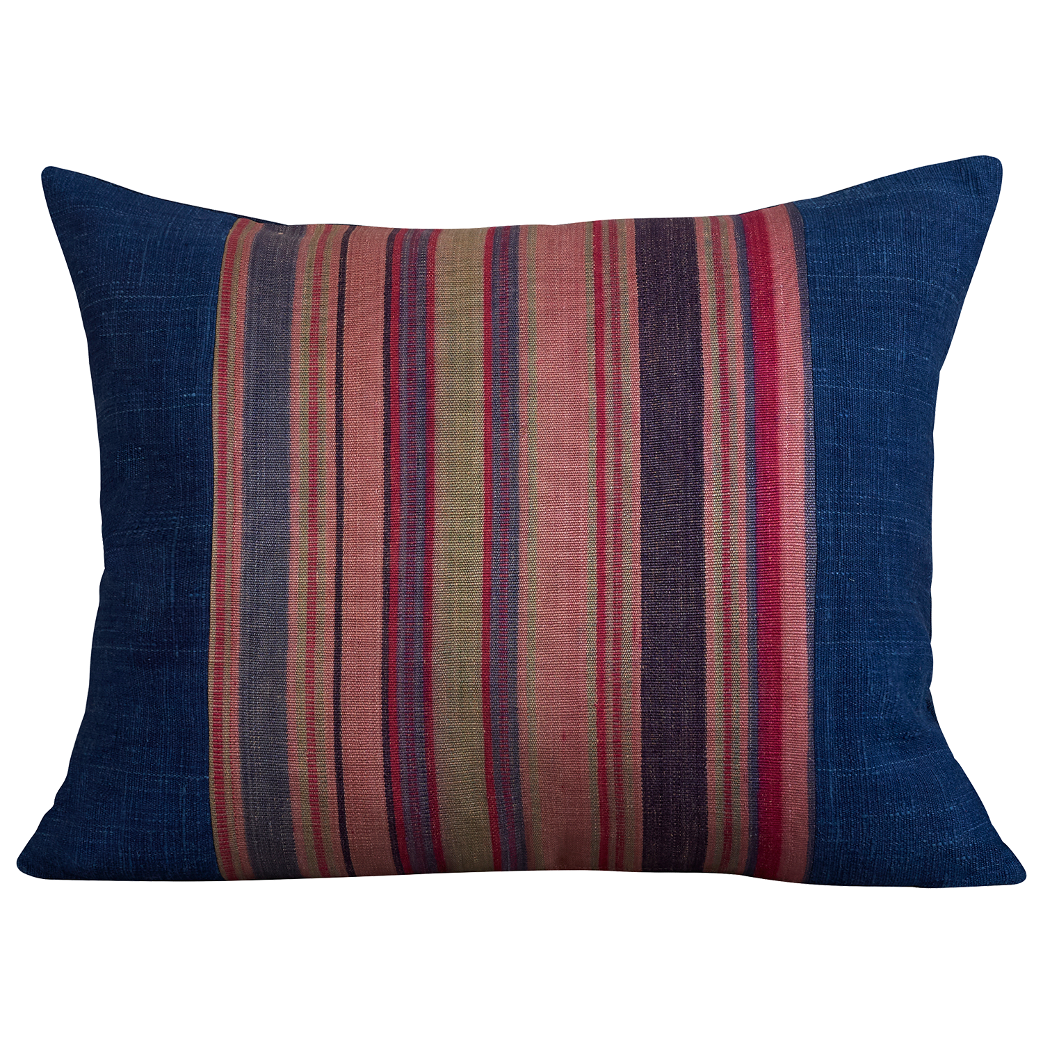 Silk Jajim Cushion/ pillow - Royal blue and pink and denim blue stripe