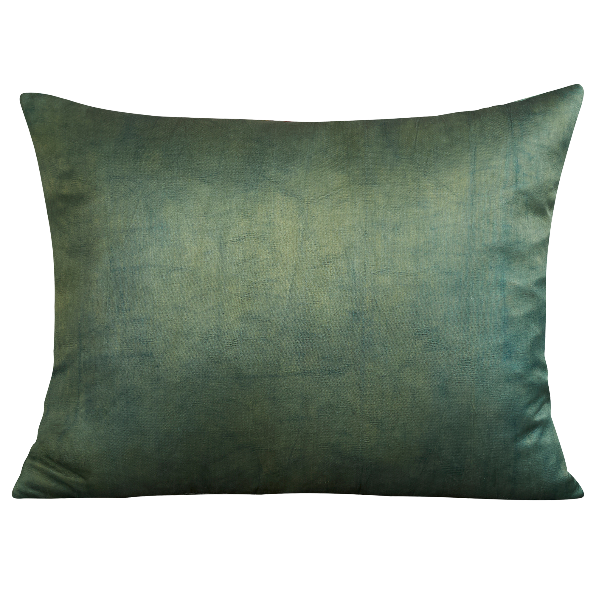 Silk Jajim cushion - Terracotta/pink/yellow stripe on leaf green silk