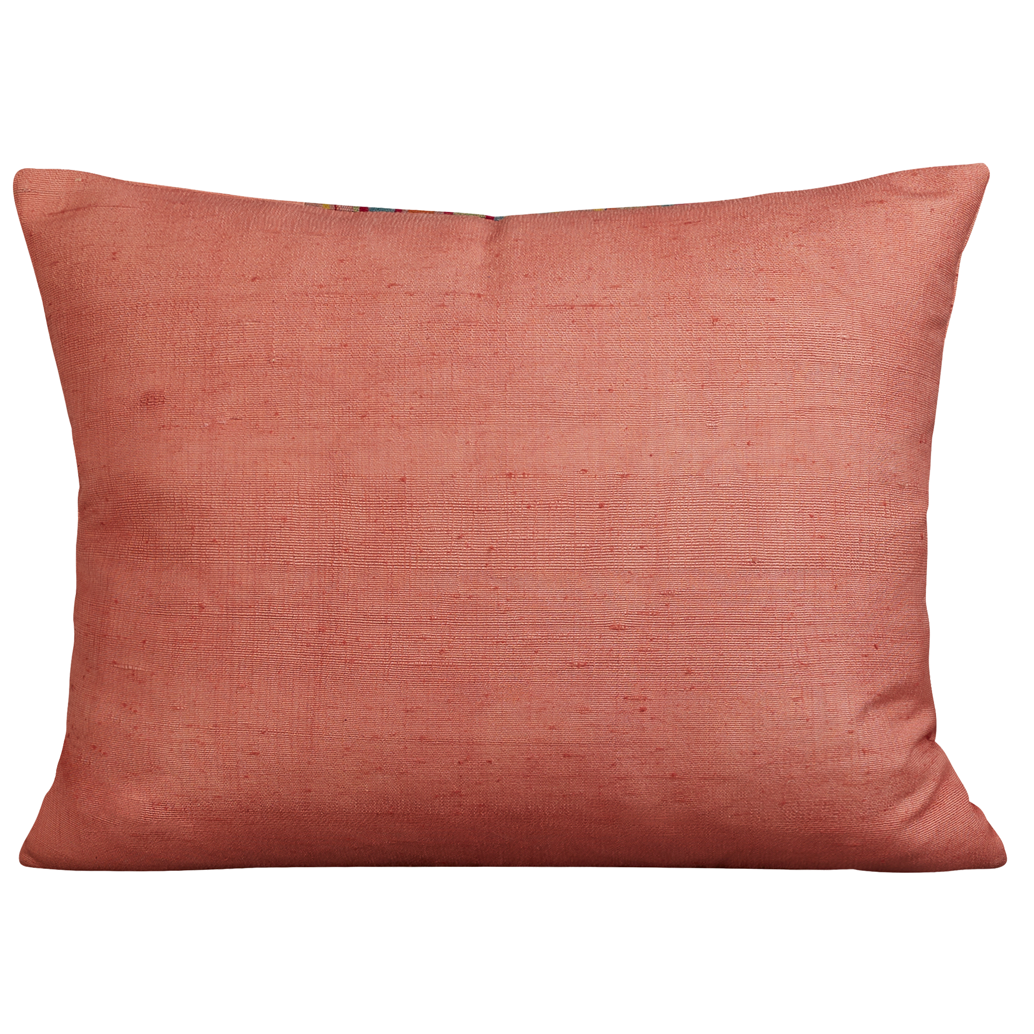Silk Jajim cushion - Pink/green and orange stripe on pink silk