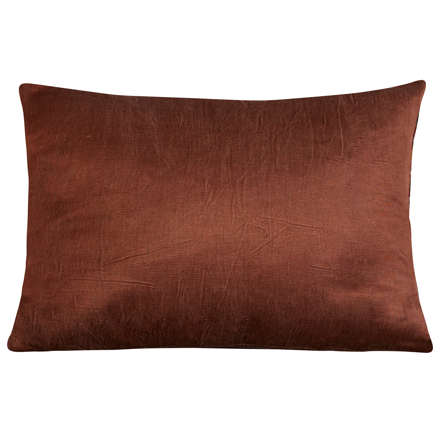 Silk Jajim cushion - Terracotta/green and multicoloured full Jajim