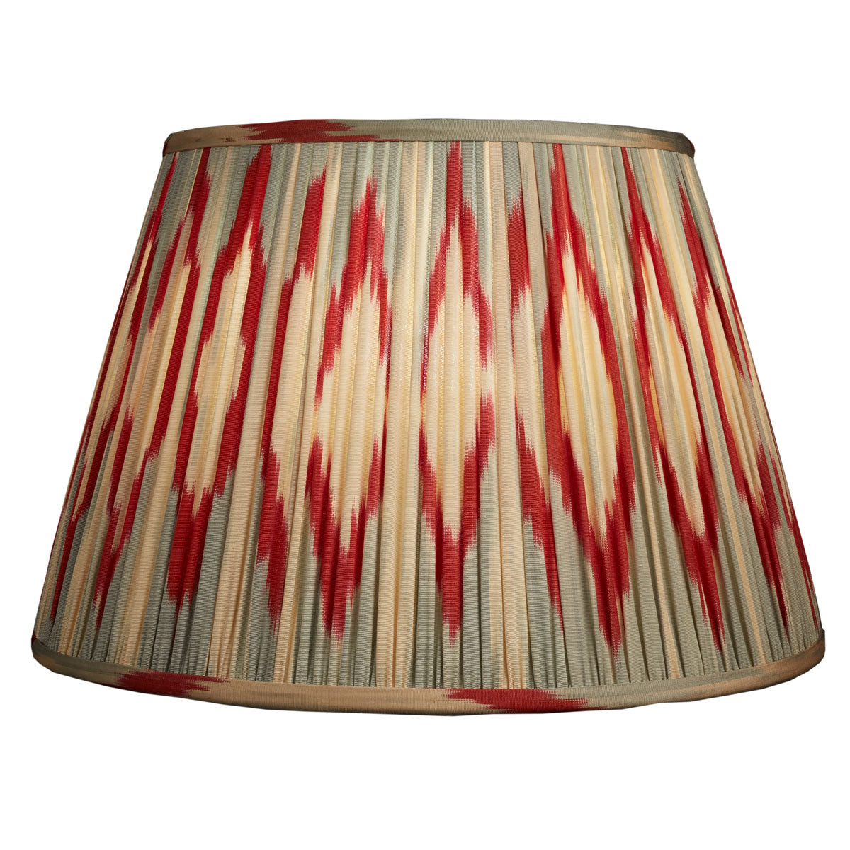 16 Inch / 41cm Aerial blue and red cotton and silk Ikat lampshade