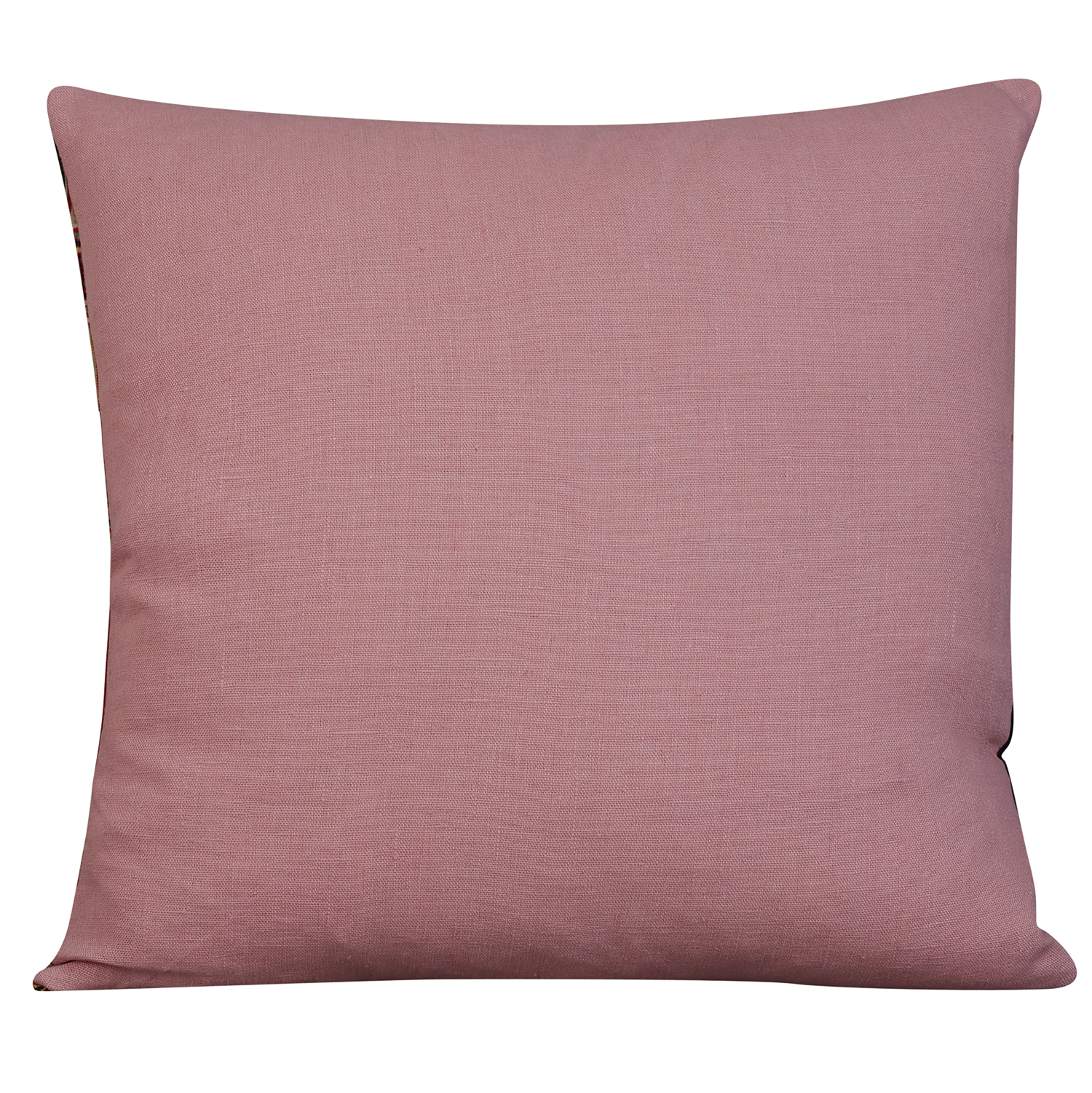 Square Kente cloth African cushion - Multicoloured black and plums/pink