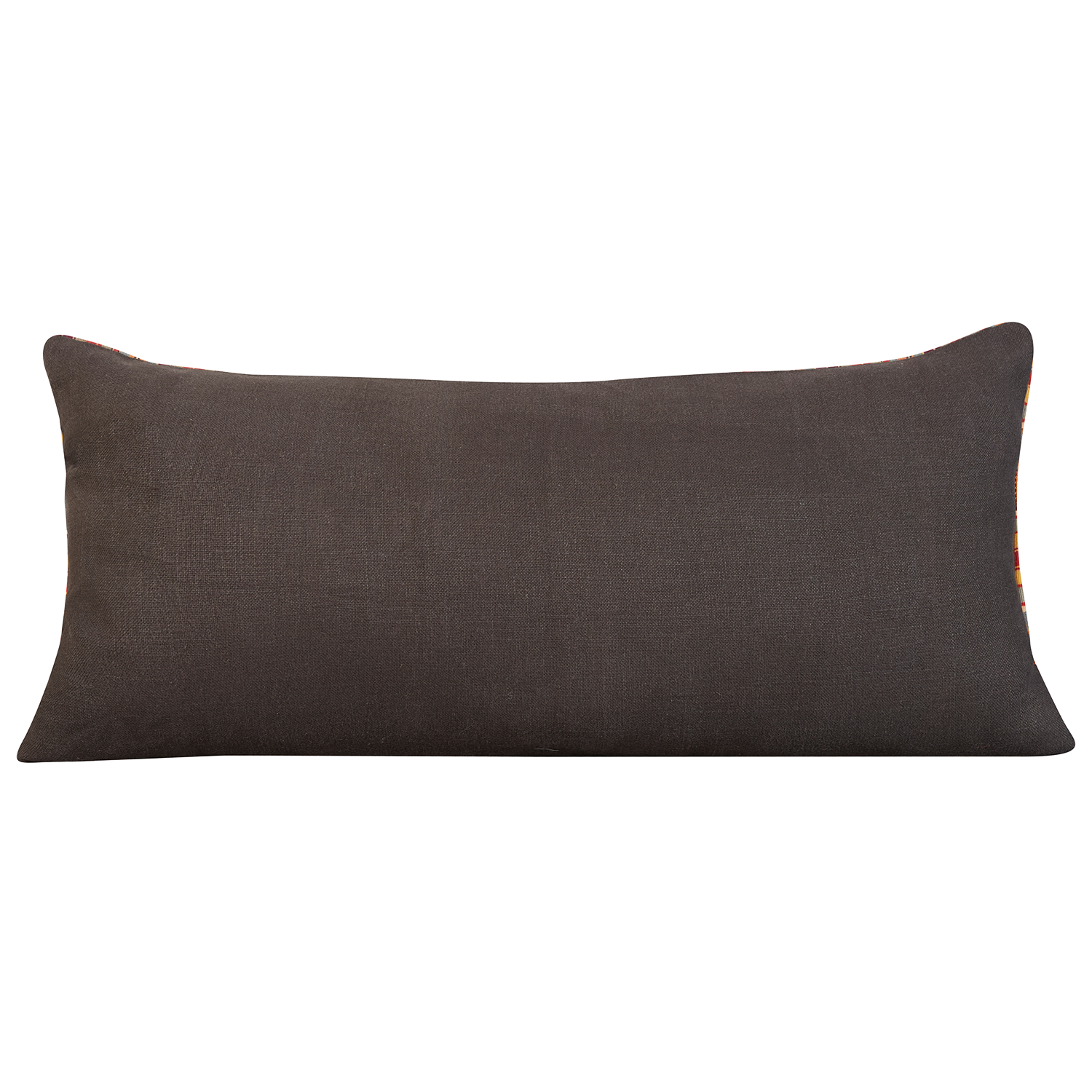 Long rectangular Kente cloth African cushion - Red/yellow and green