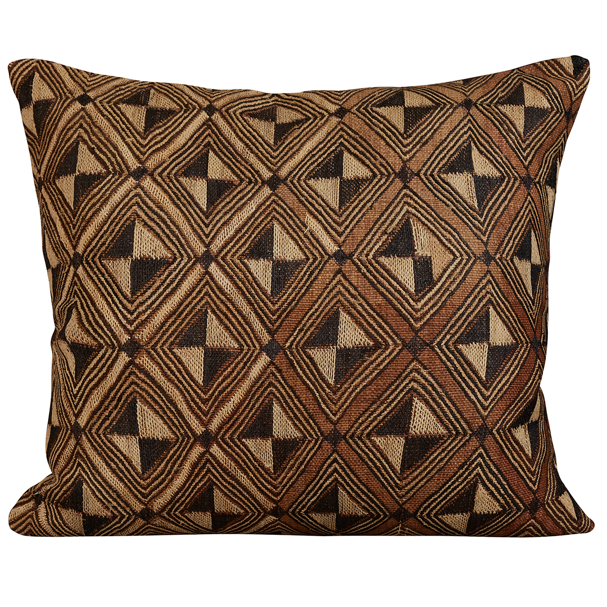 Rectangular African geometric Kuba cloth cushion
