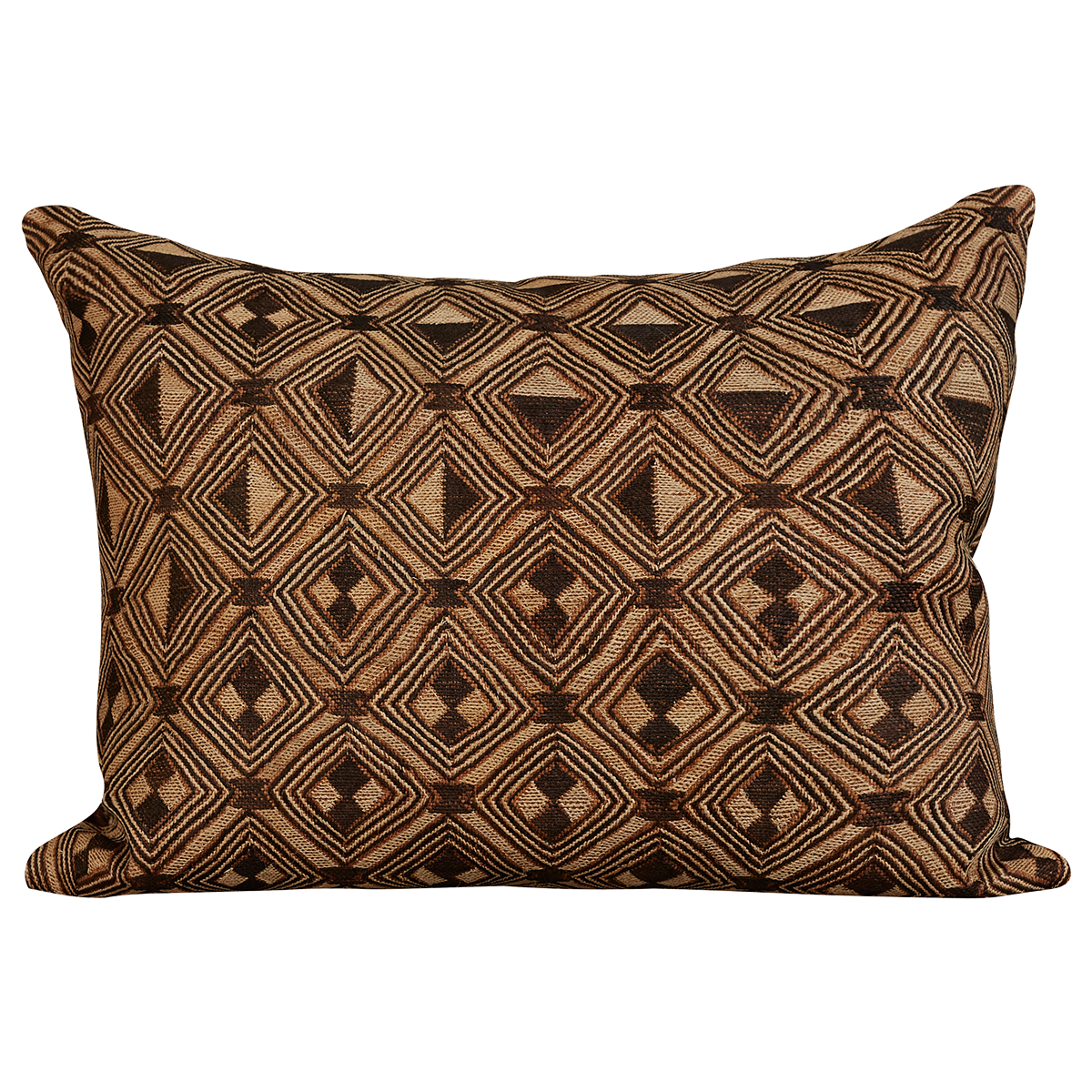 Rectangular African geometric Kuba cloth cushion