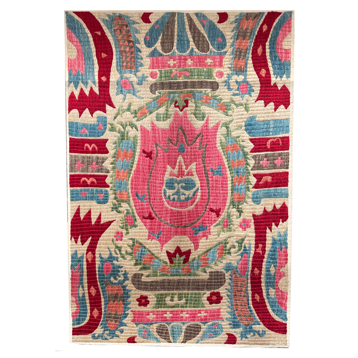 20th century Anatolian silk embroidered Lakai panel