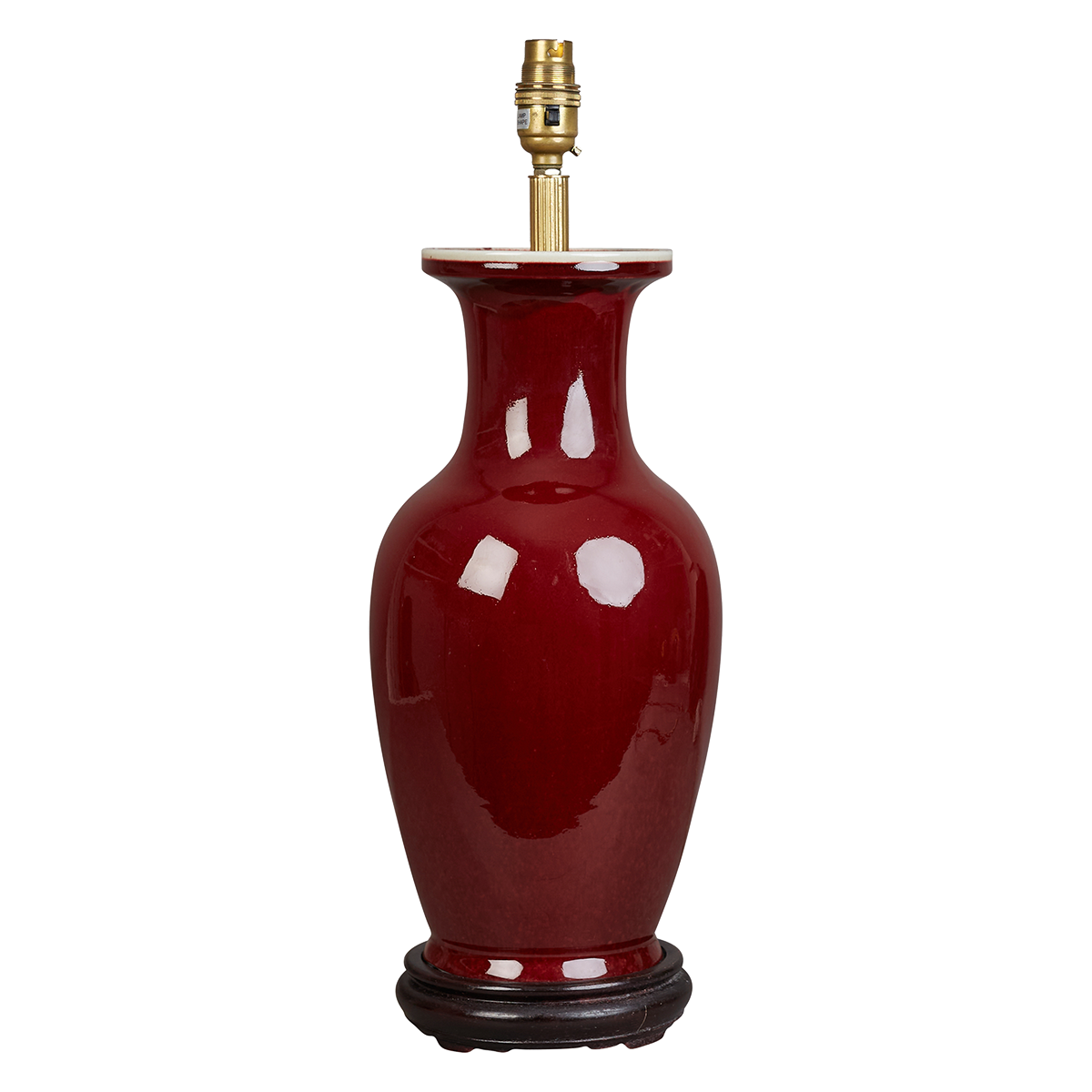 A 20th century sang-de-boeuf Chinese table lamp on stand, not electrified