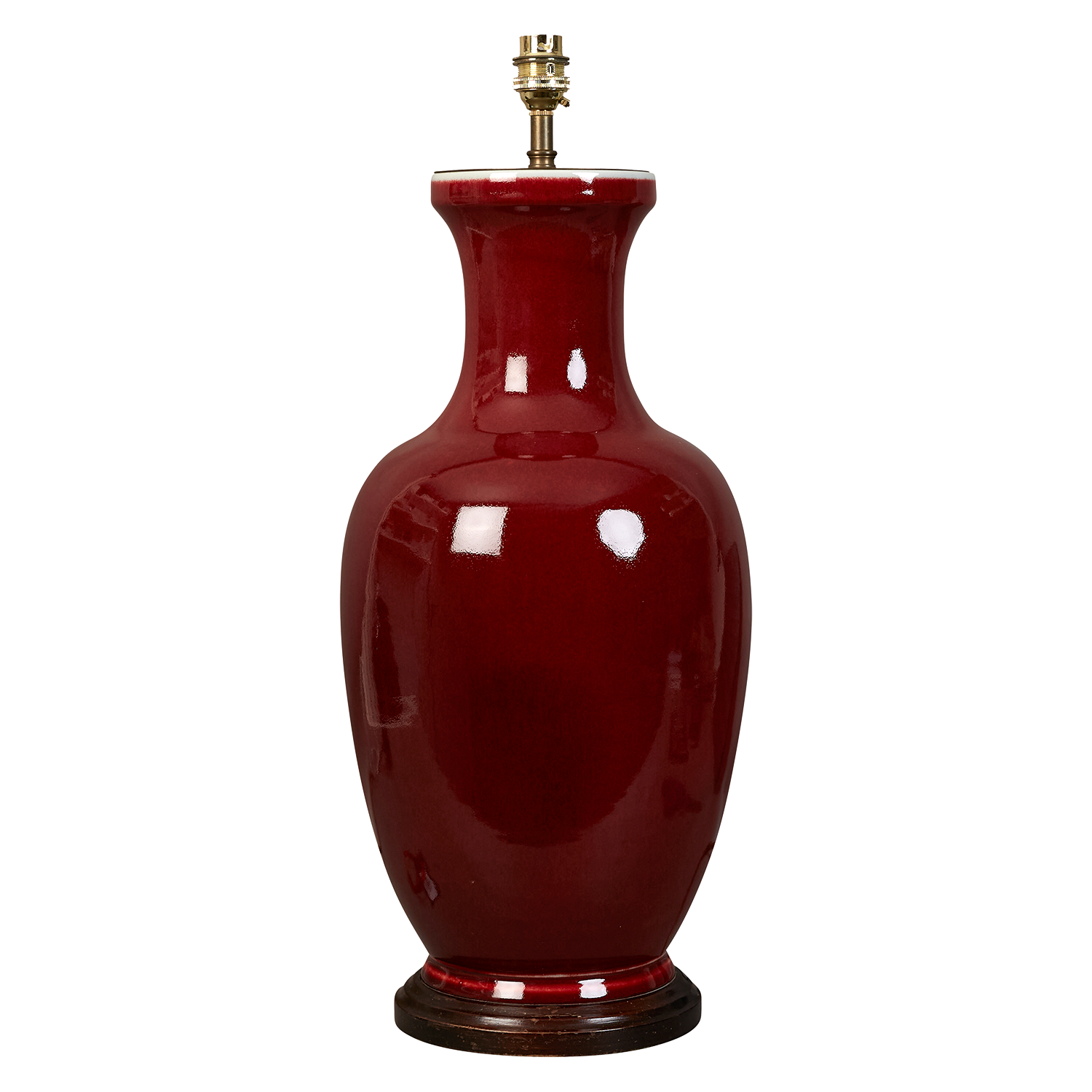 A mid 20th century sang-de-boeuf Chinese table lamp, electrified