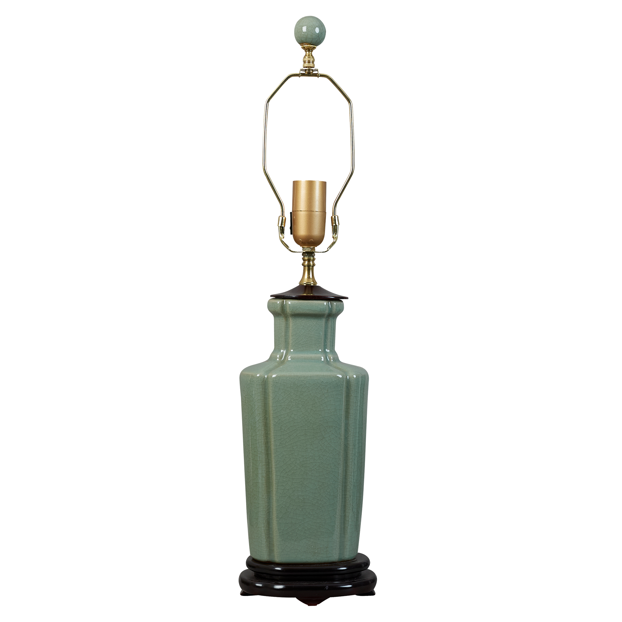 A mid 20th century Chinese celadon table lamp, electrified