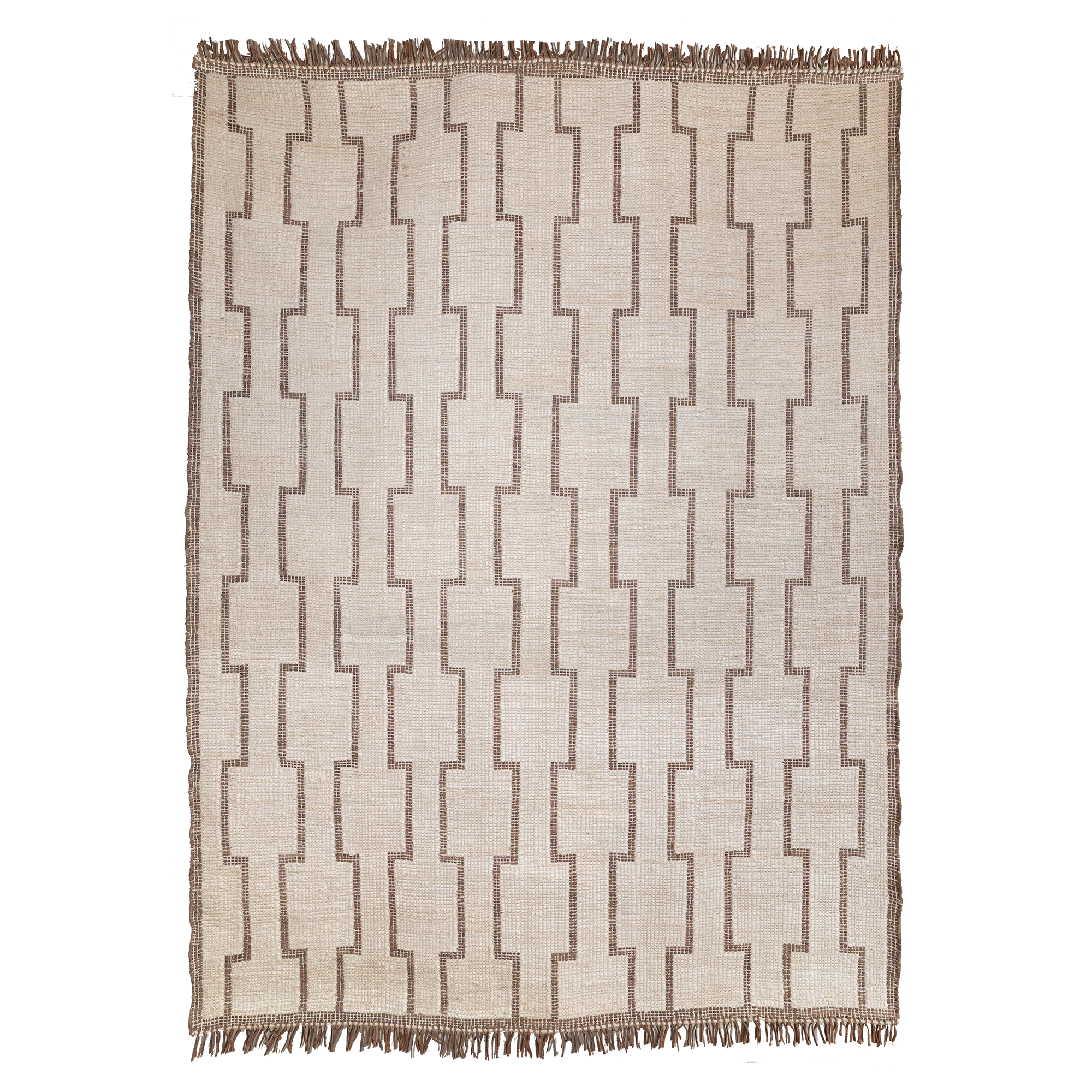 Mogador - A jute and leather Tuareg style rug - Small white