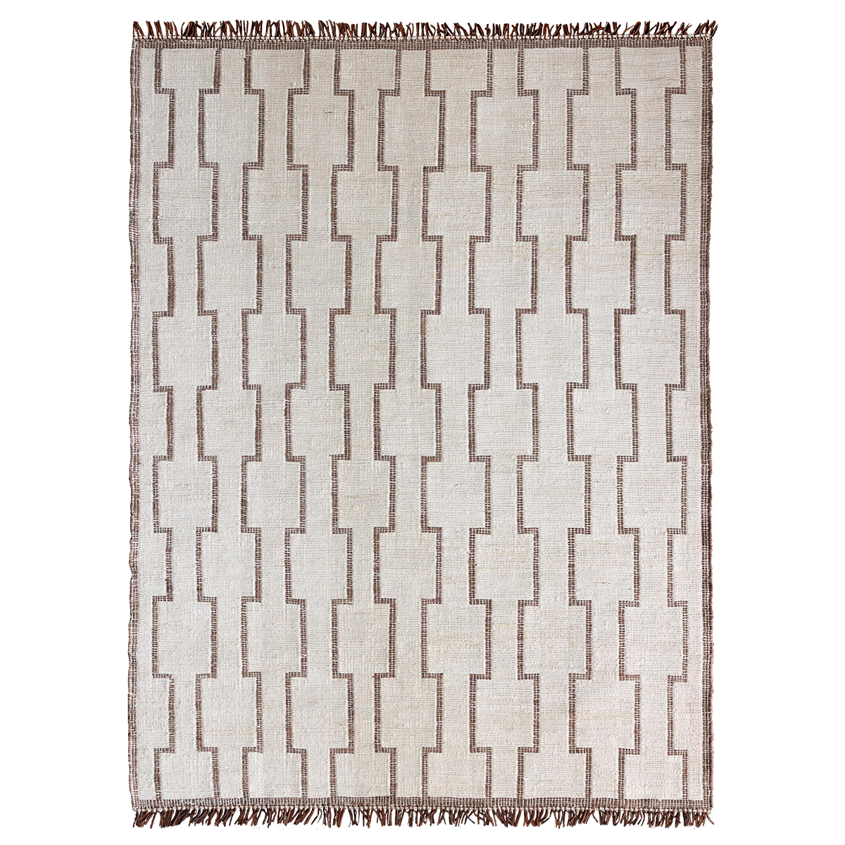 Mogador - A jute and leather Tuareg style rug - white