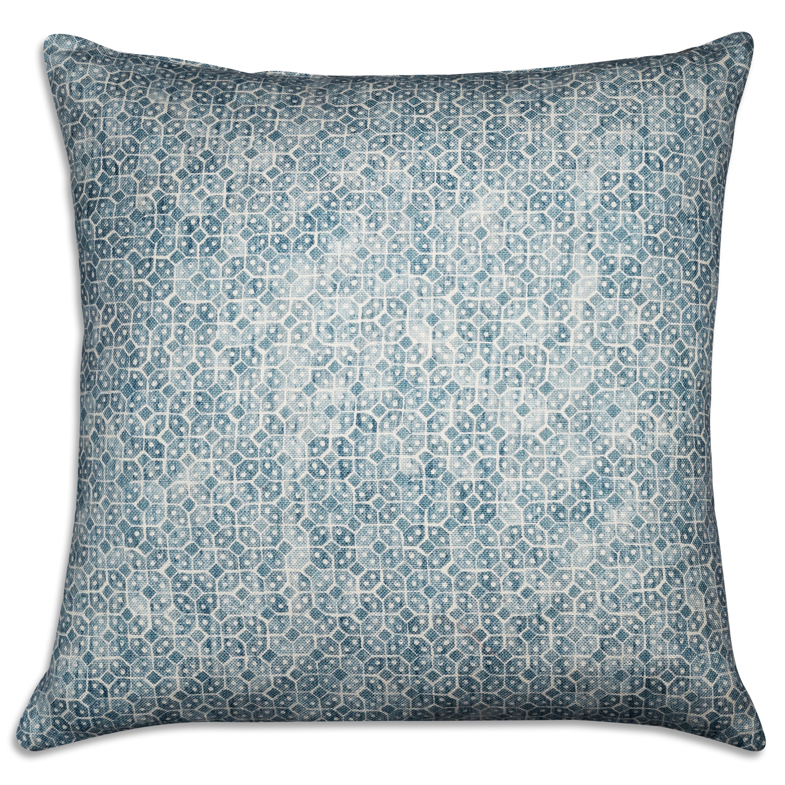 Blue geometric square cushion - throw pillow