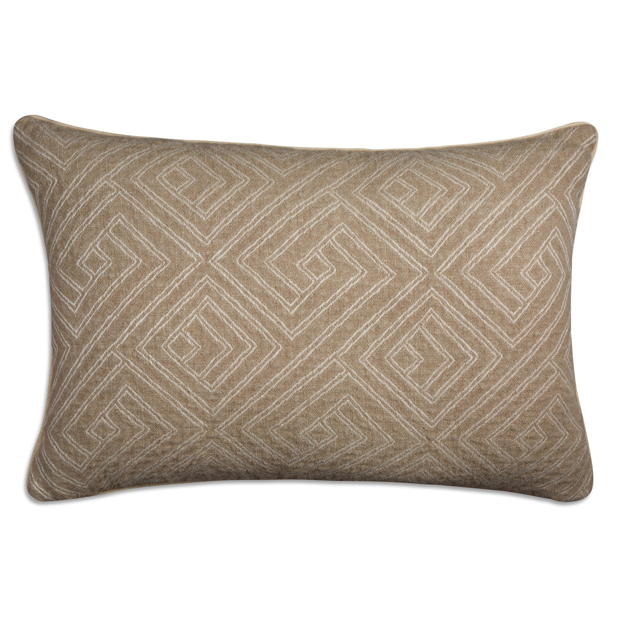 Geometric design woven Belgian linen rectangular cushion - throw pillow