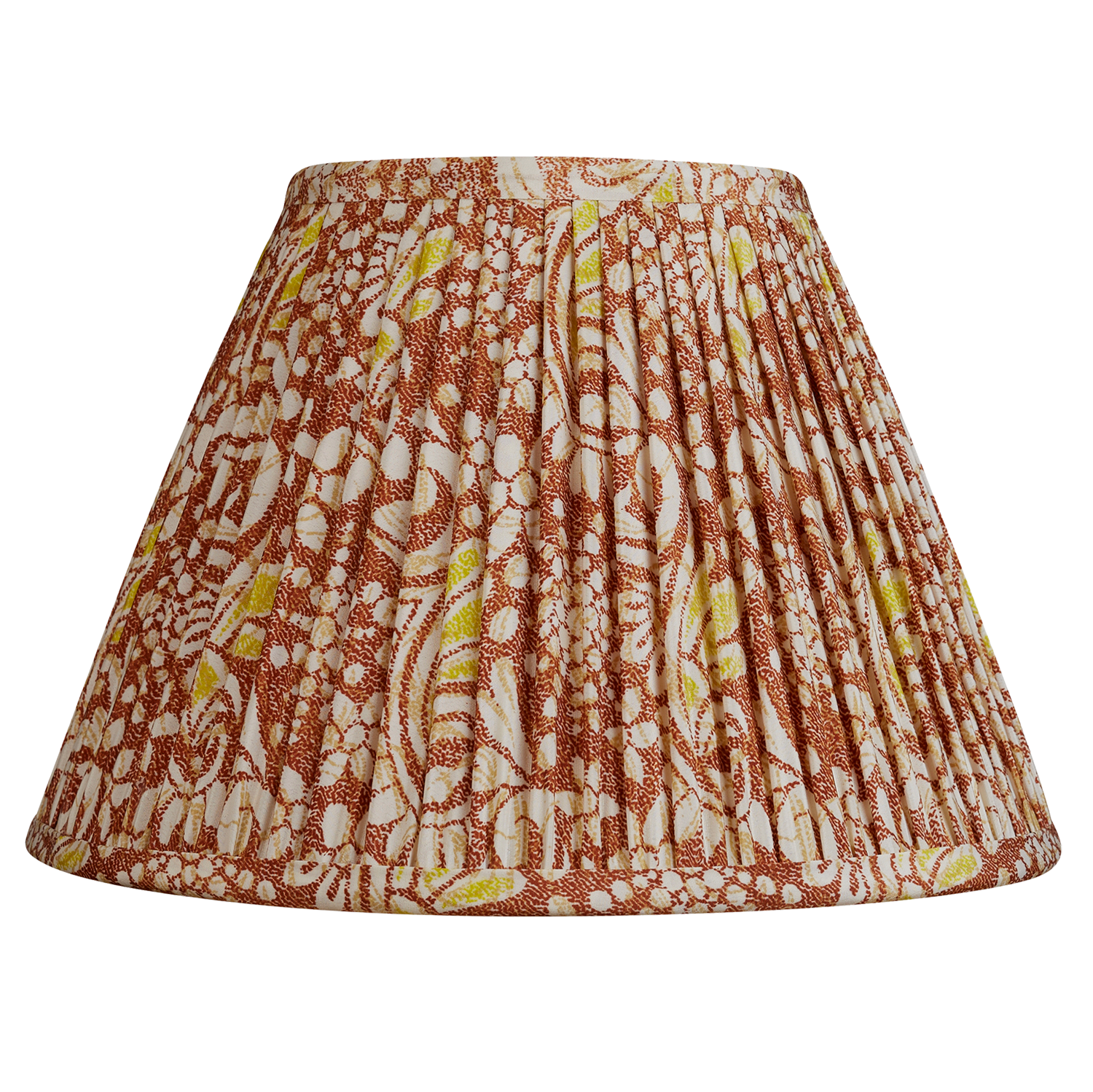 10 inch (26cms) Brown/lime green floral design French drum silk sari lampshade