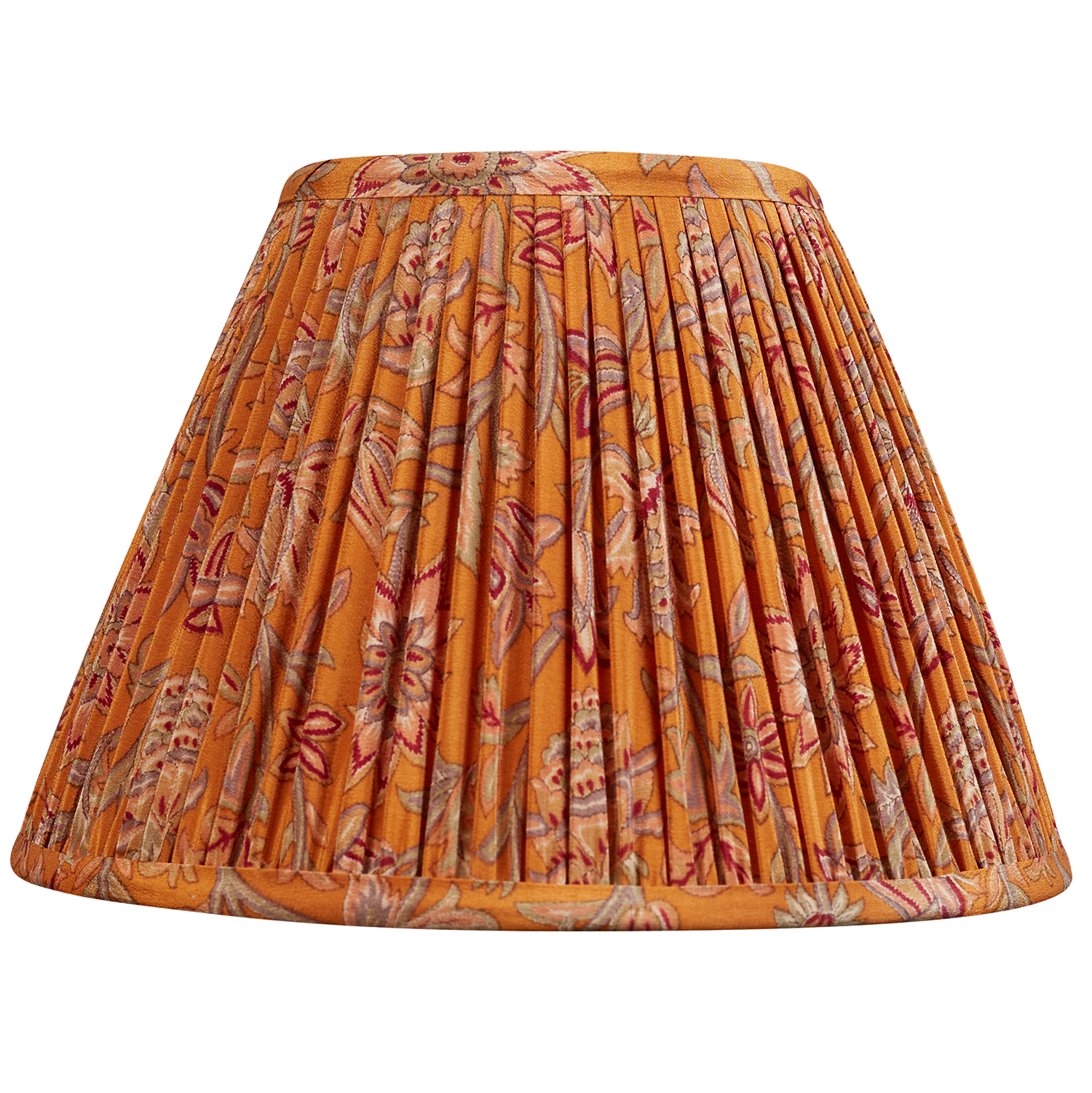10 inch Burnt sienna floral design French drum silk sari lampshade