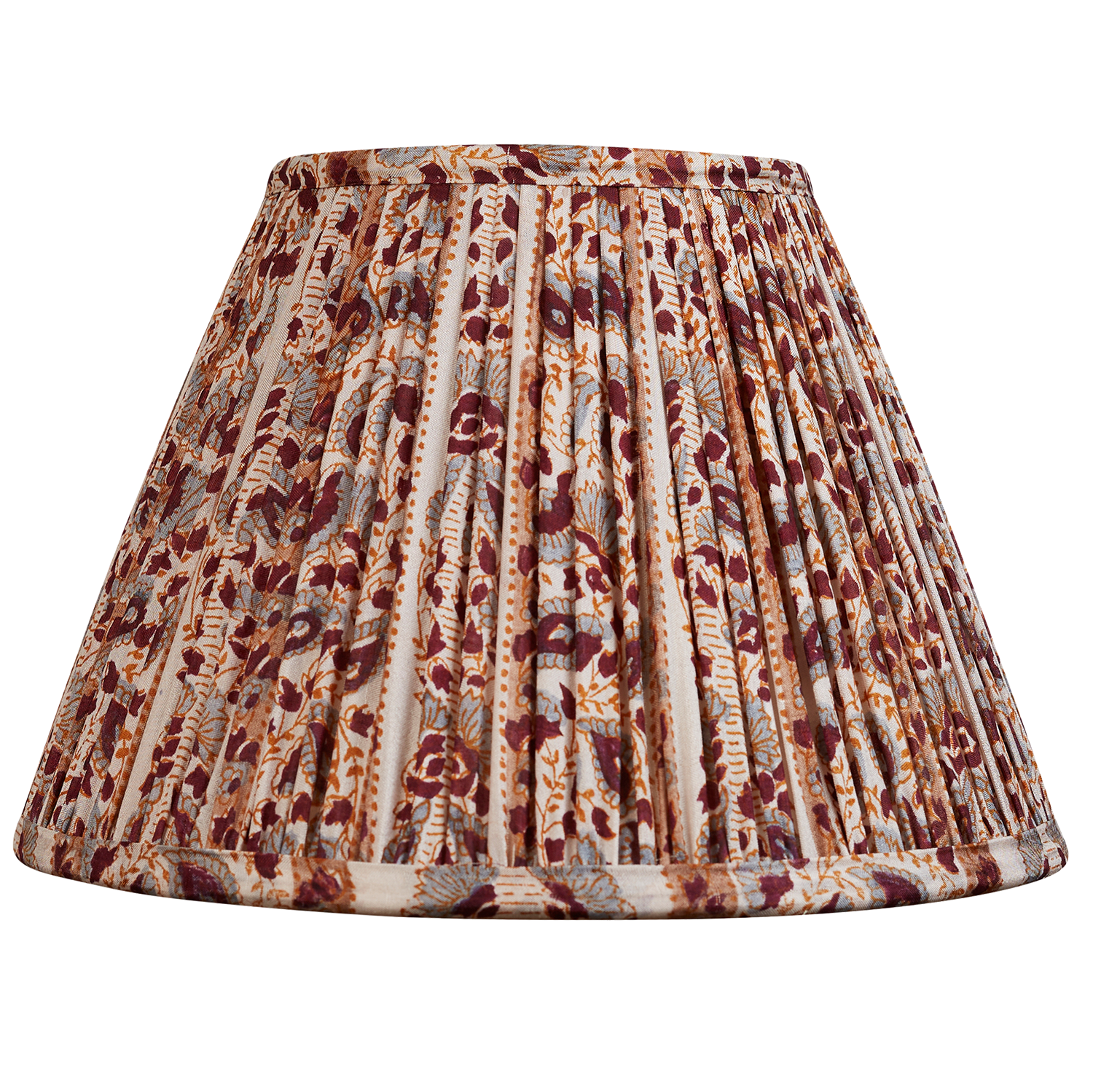 10 inch Burgundy and grey floral design French drum silk sari lampshade