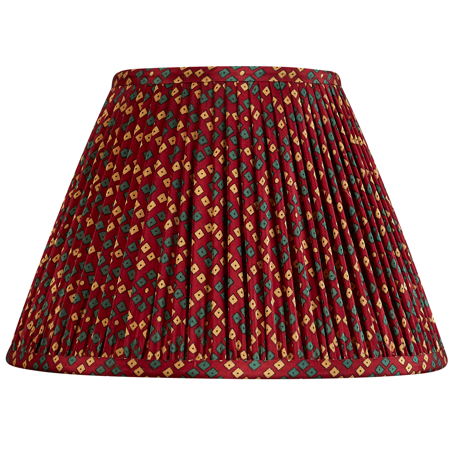 10 inch French drum burgundy geometric design silk sari lampshade