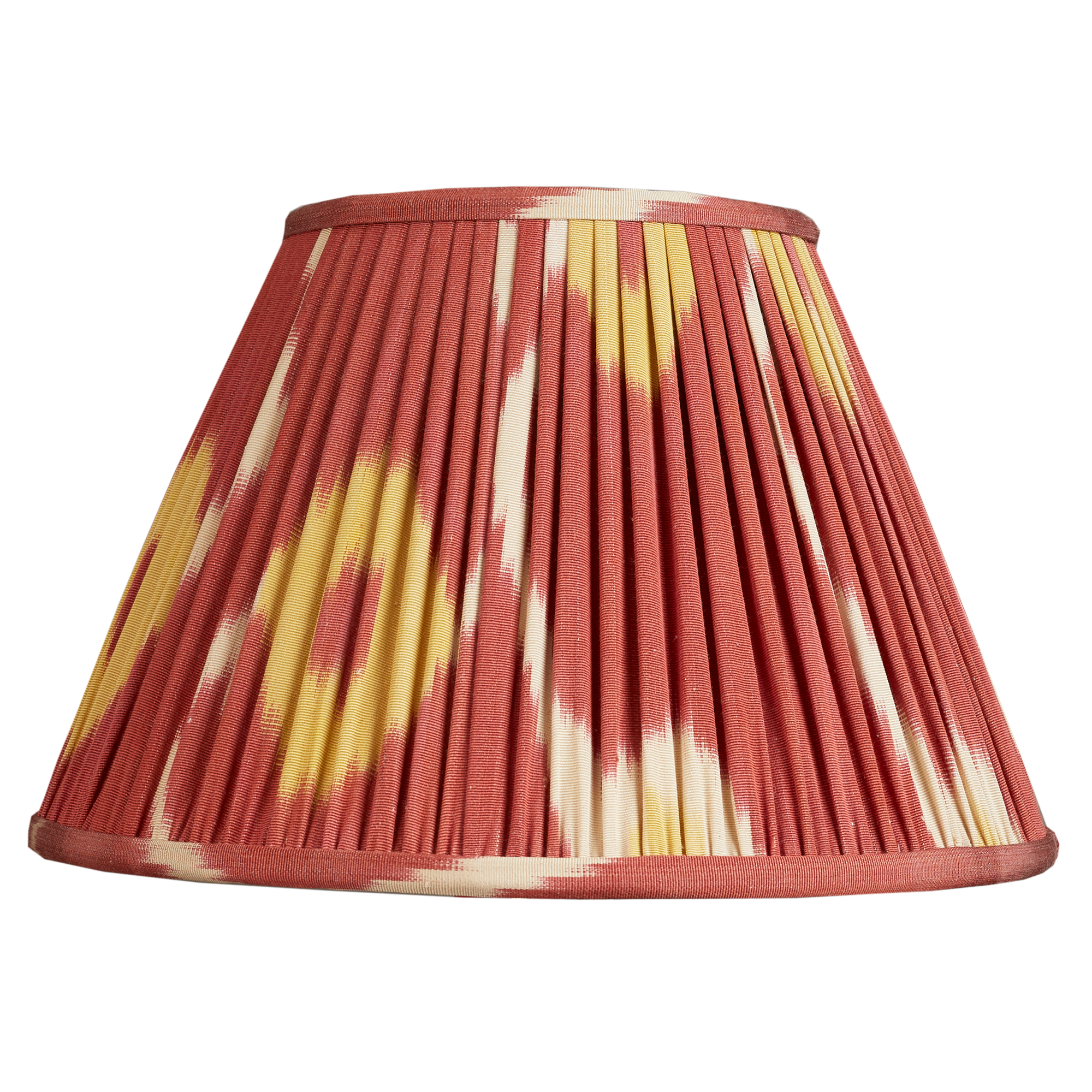 12 inch (30cms) Burgundy and yellow French drum silk/cotton ikat lampshade