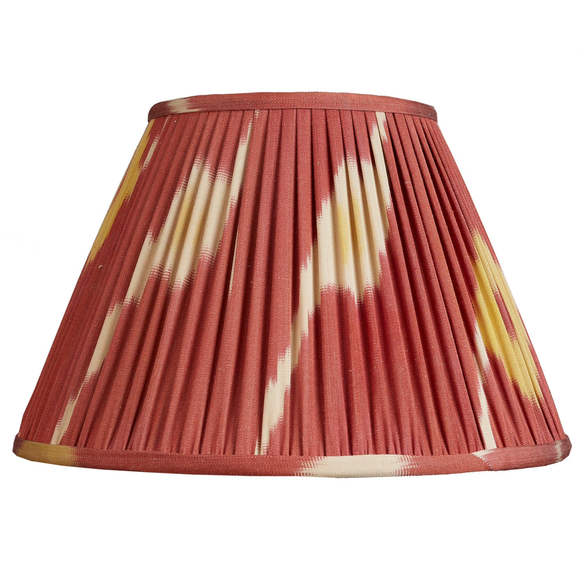 12 inch (30cms) Burgundy and yellow French drum silk/cotton ikat lampshade