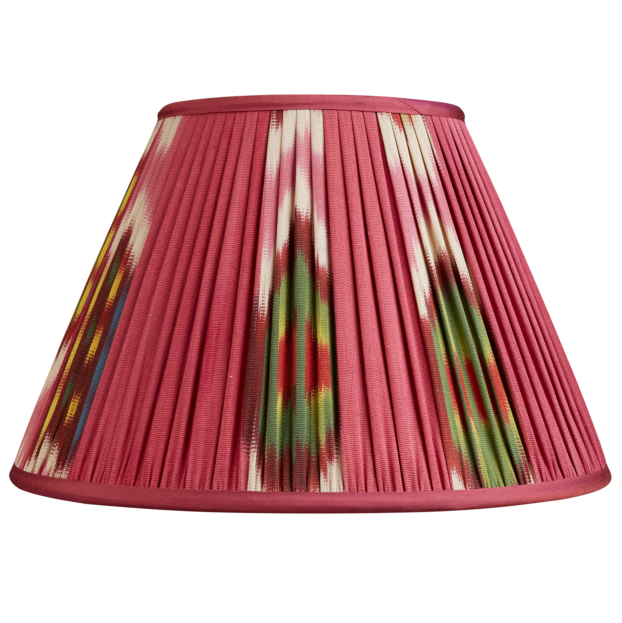 12 inch - 30cm French drum magenta silk and cotton Ikat lampshade