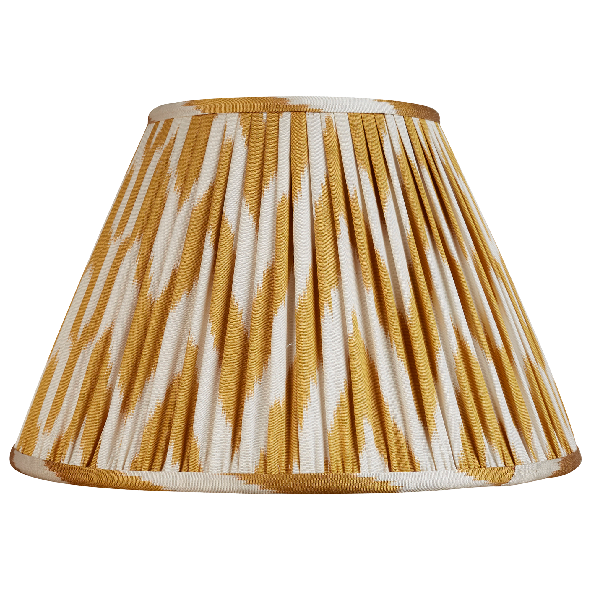 12 inch (30cms) Yellow and white French drum silk/cotton ikat lampshade