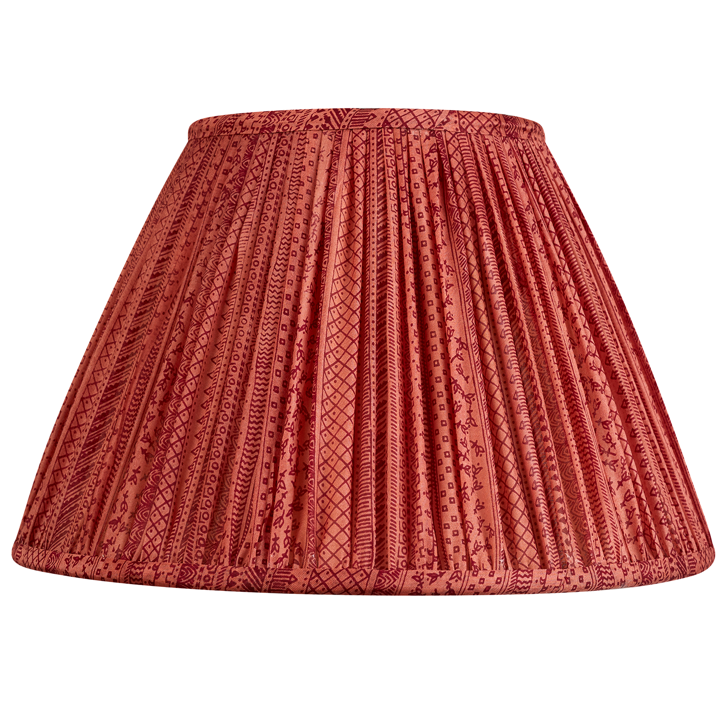 12 inch (30 cm) Pink and bordeaux stripe design French drum  silk sari lampshade