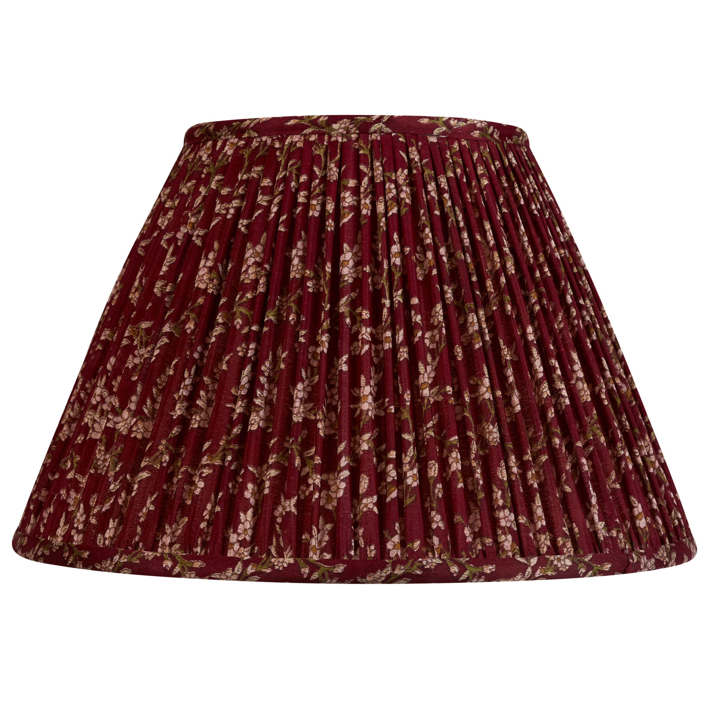 12 inch (30 cm) Burgundy green/cream floral design French drum silk sari lampshade