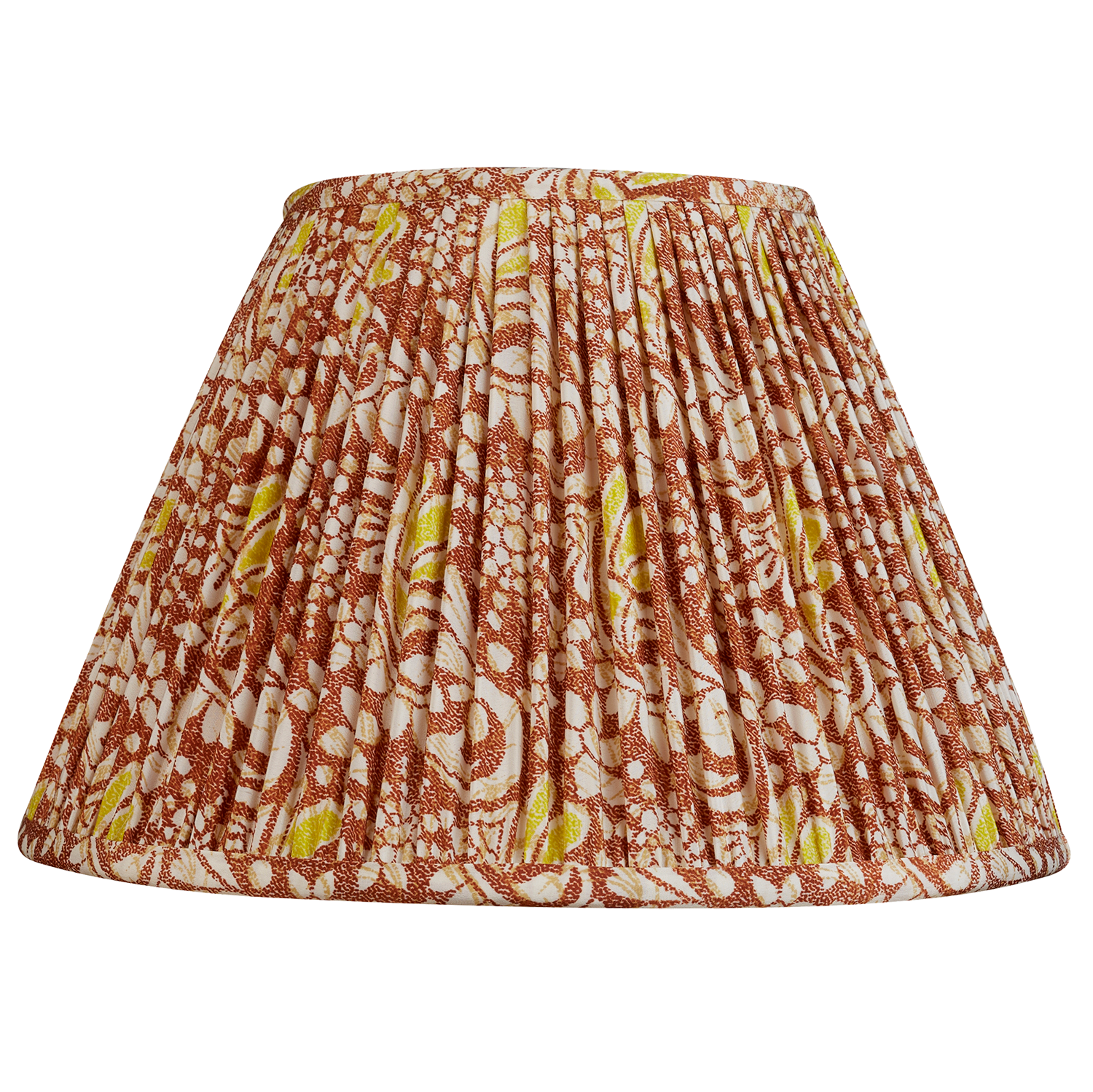 12 inch (30 cm) Brown and lime green French drum floral design silk sari lampshade