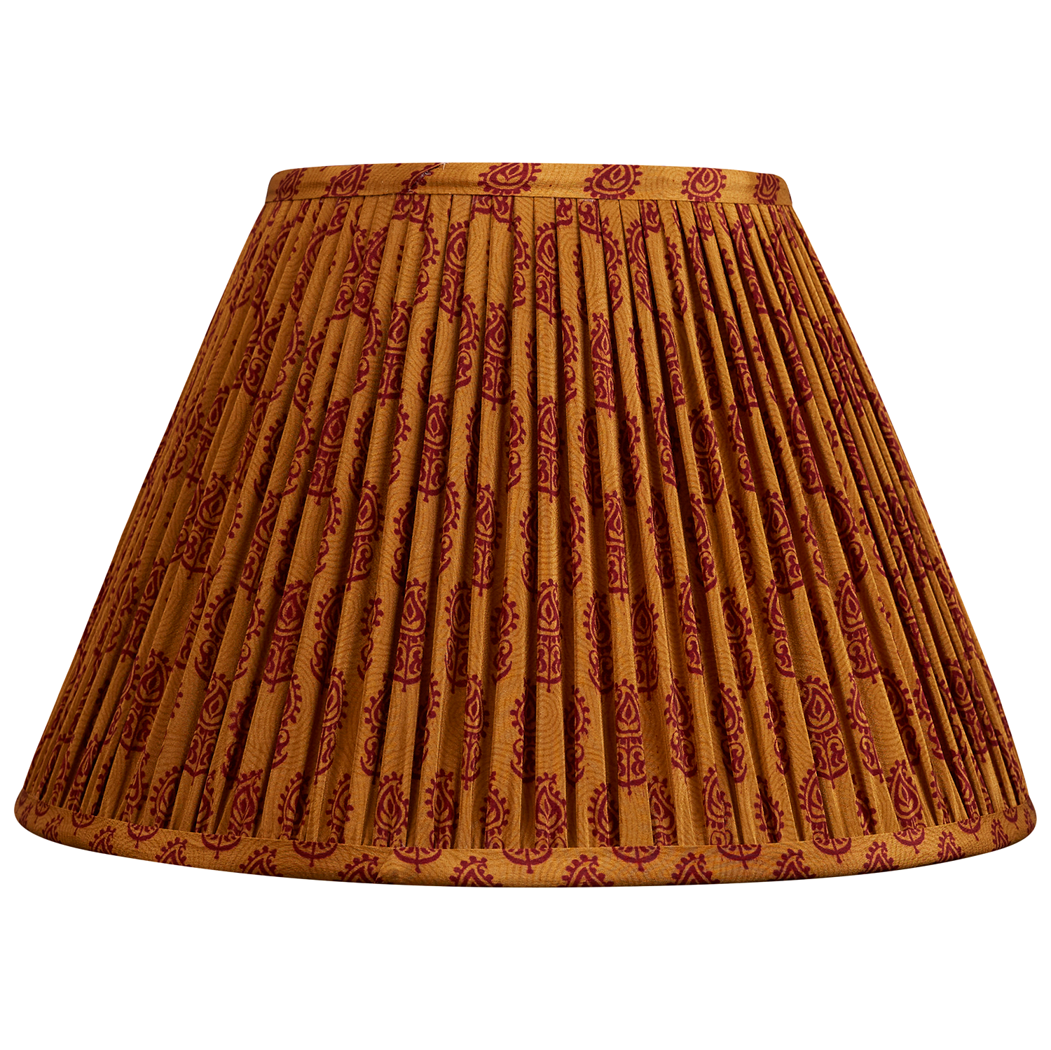 12 inch French drum Saffron and bordeaux paisley design silk sari lampshade