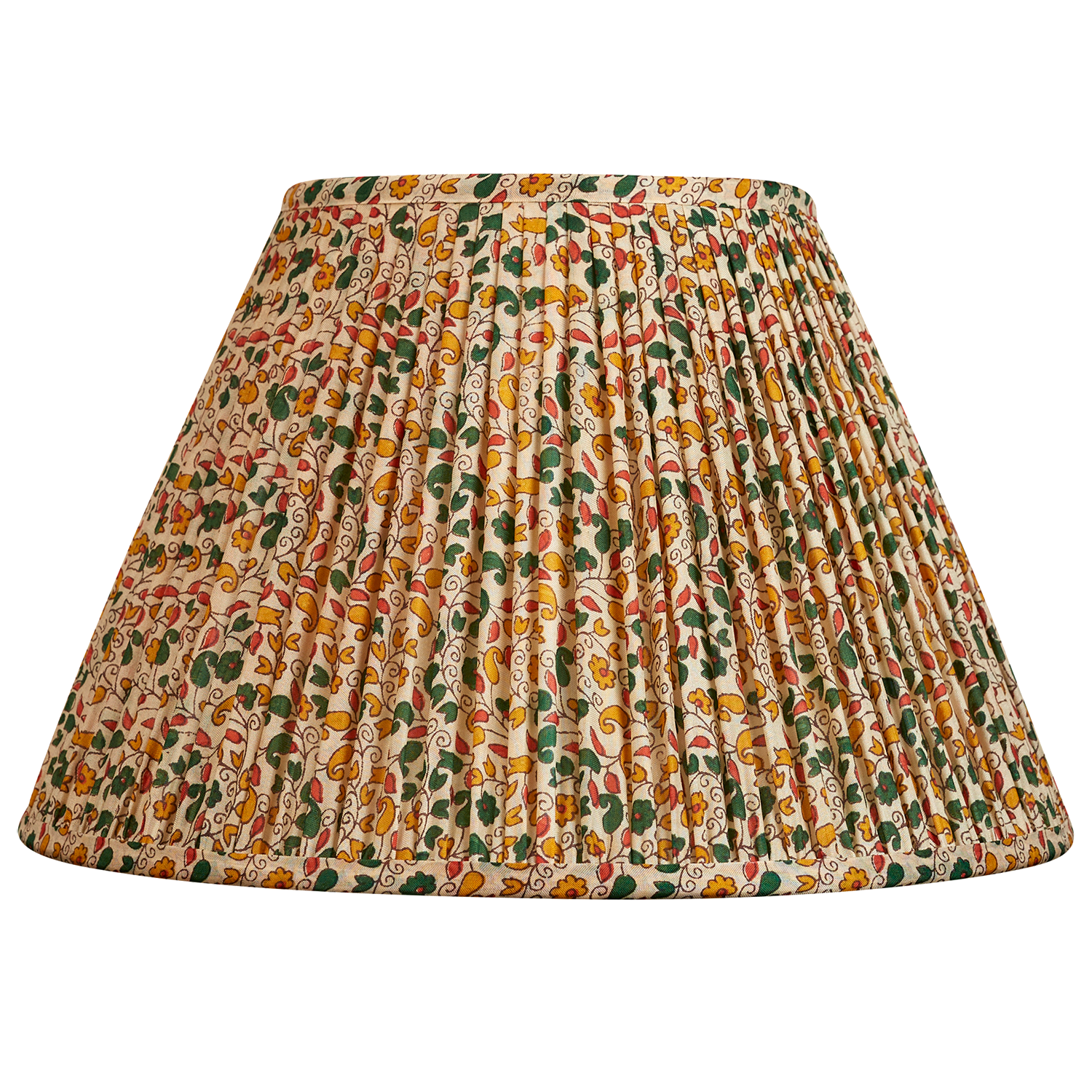 12 inch French drum Green/red floral design silk sari lampshade