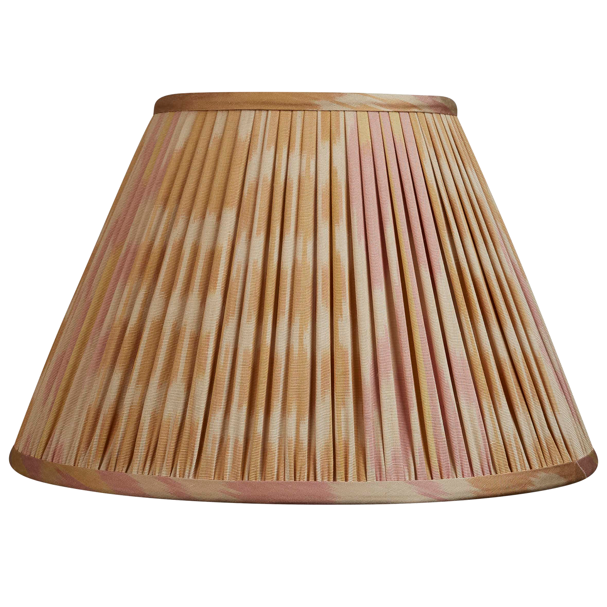 12 inch Soft pink and caramel French drum silk/cotton ikat lampshade