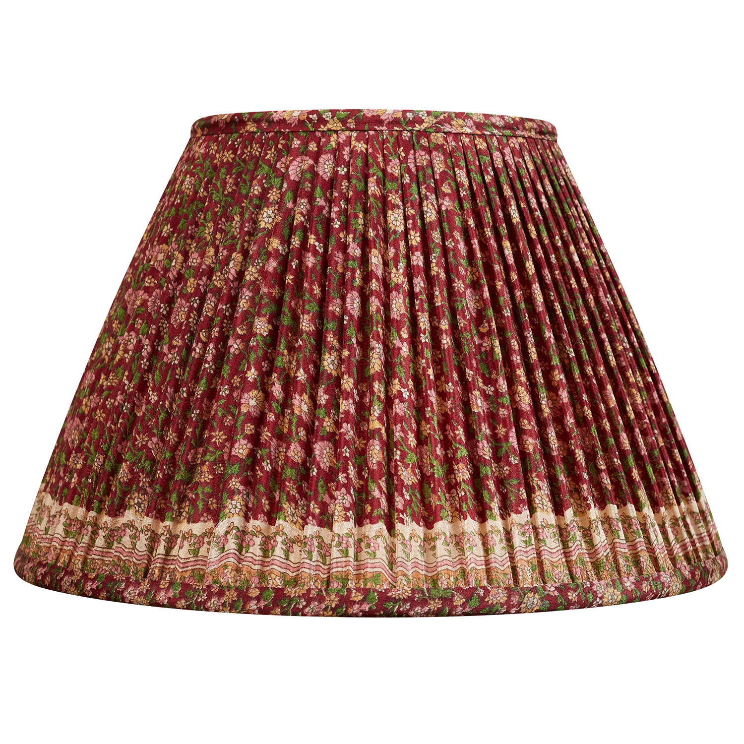 12 inch Burgundy and pink floral design silk sari lampshade with border