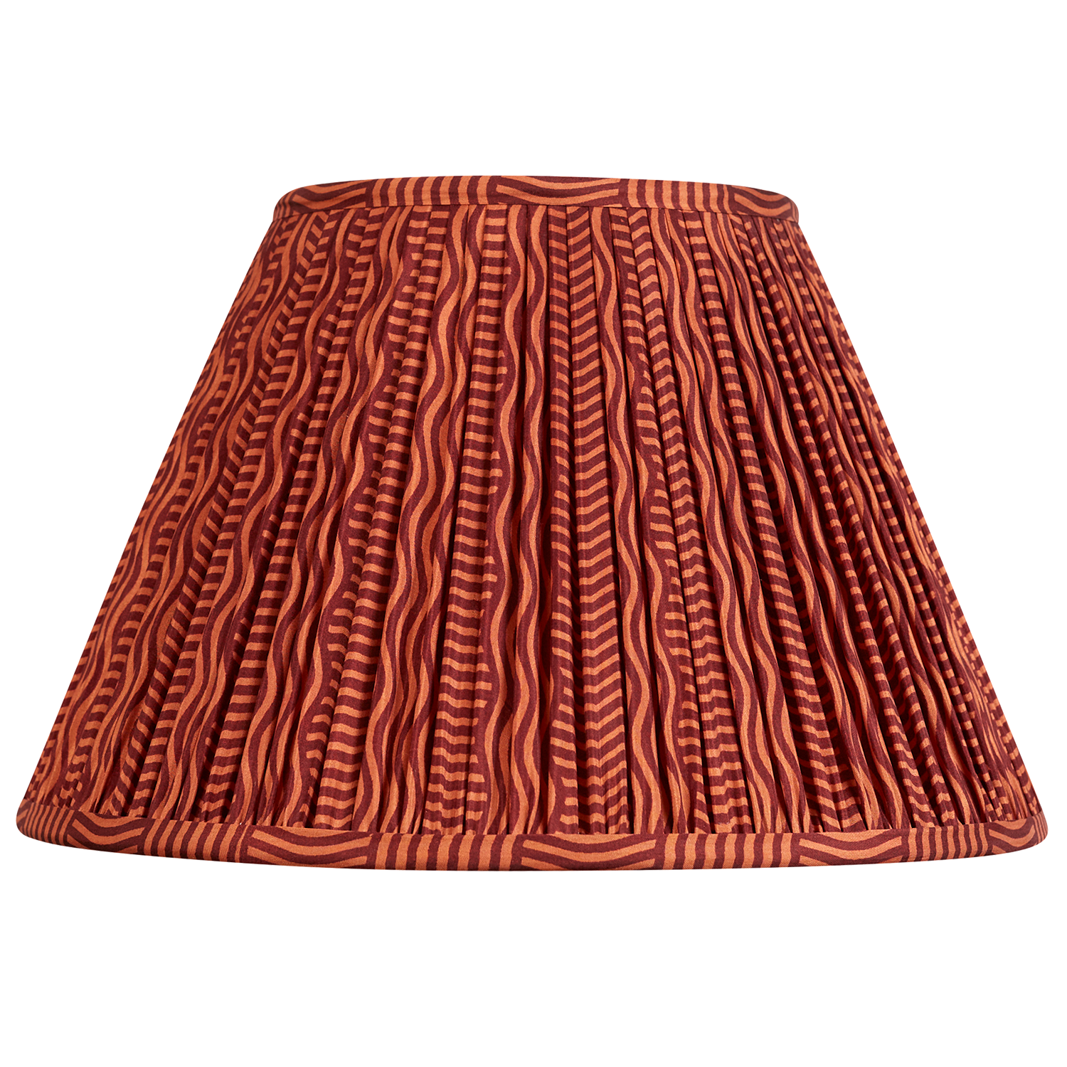 12 inch Two tone burgundy wavy stripe design French drum silk sari lampshade