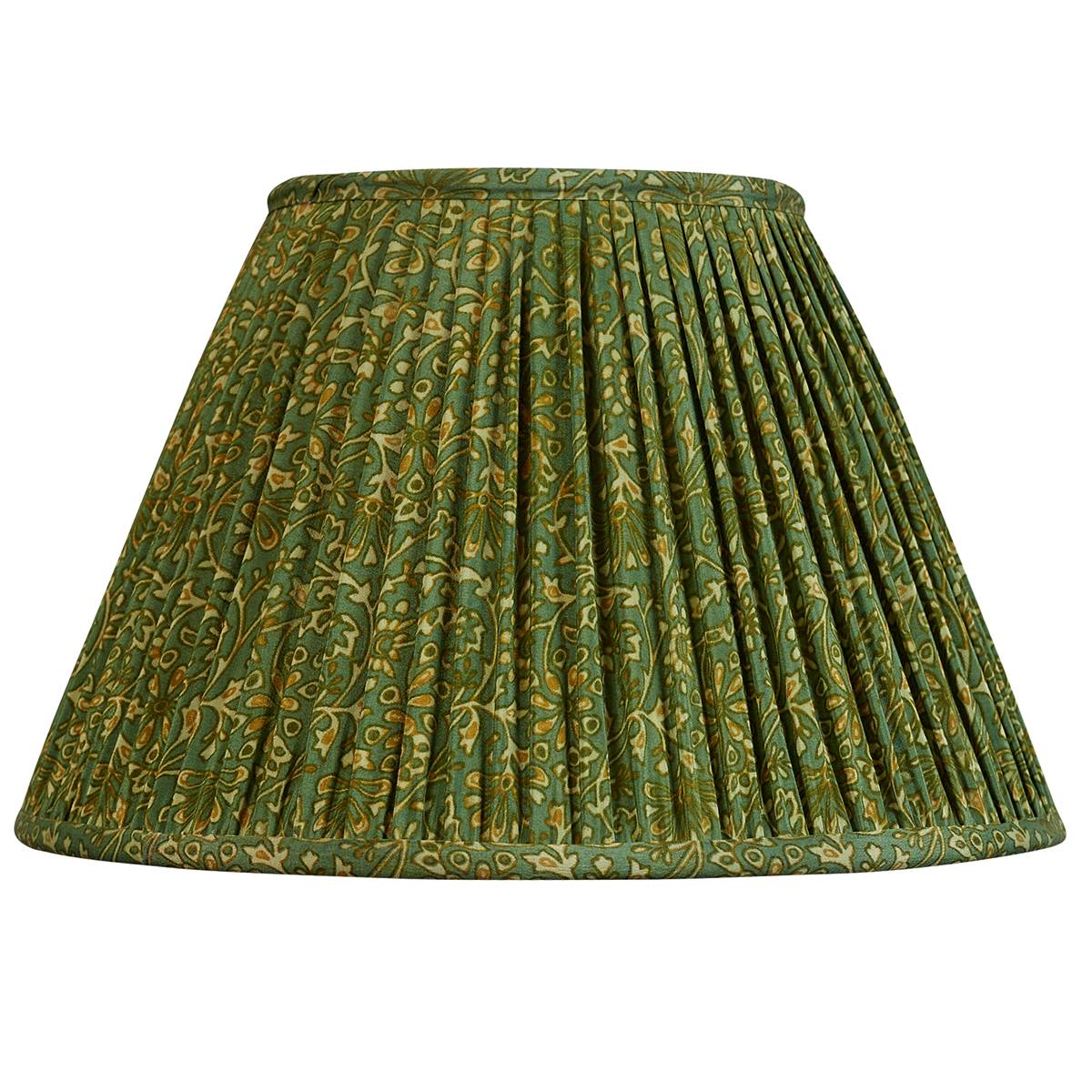 12 inch French drum leaf green floral design silk sari lampshade