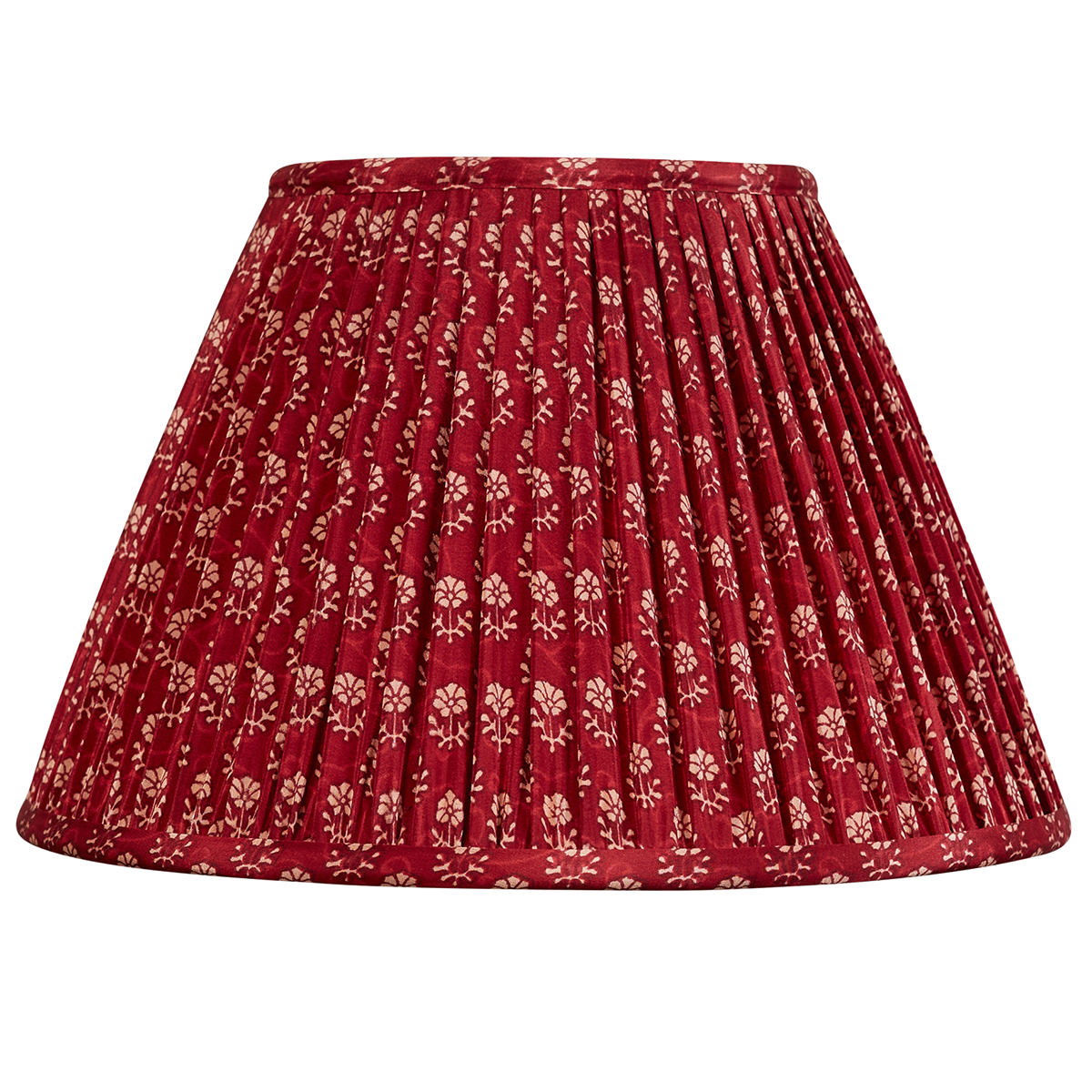 12 inch French drum vibrant bordeaux floral design silk sari lampshade