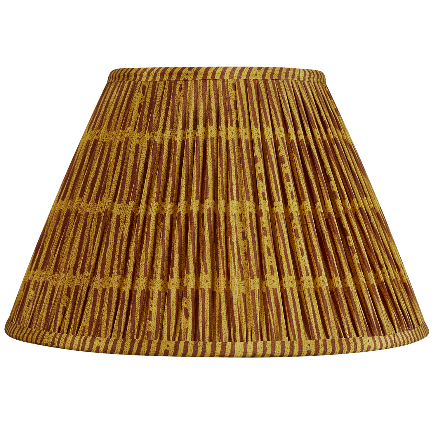 12 inch French drum mustard and brown geometric design silk sari lampshade