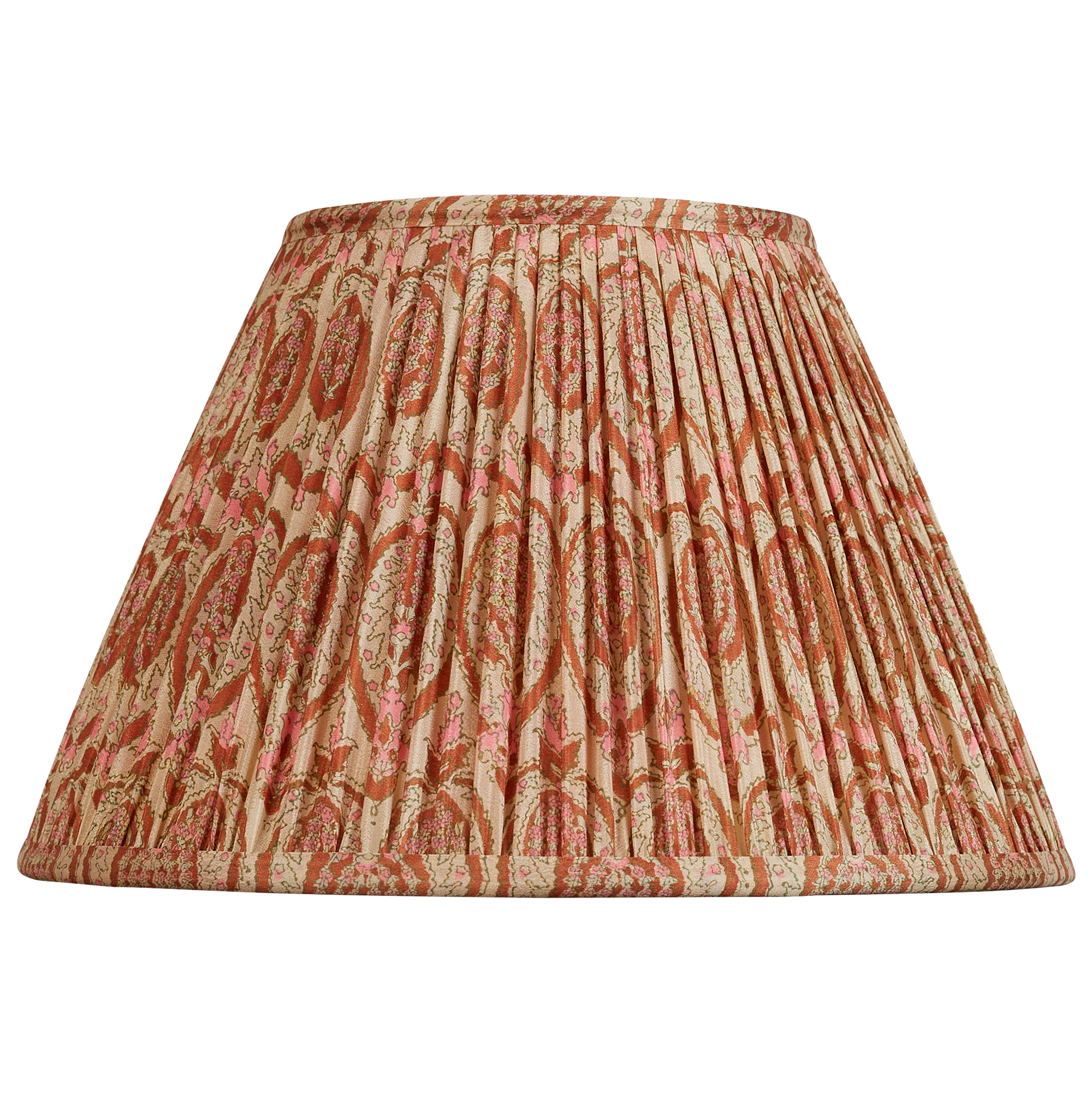 12 inch French drum terracotta and pink floral design silk sari lampshade