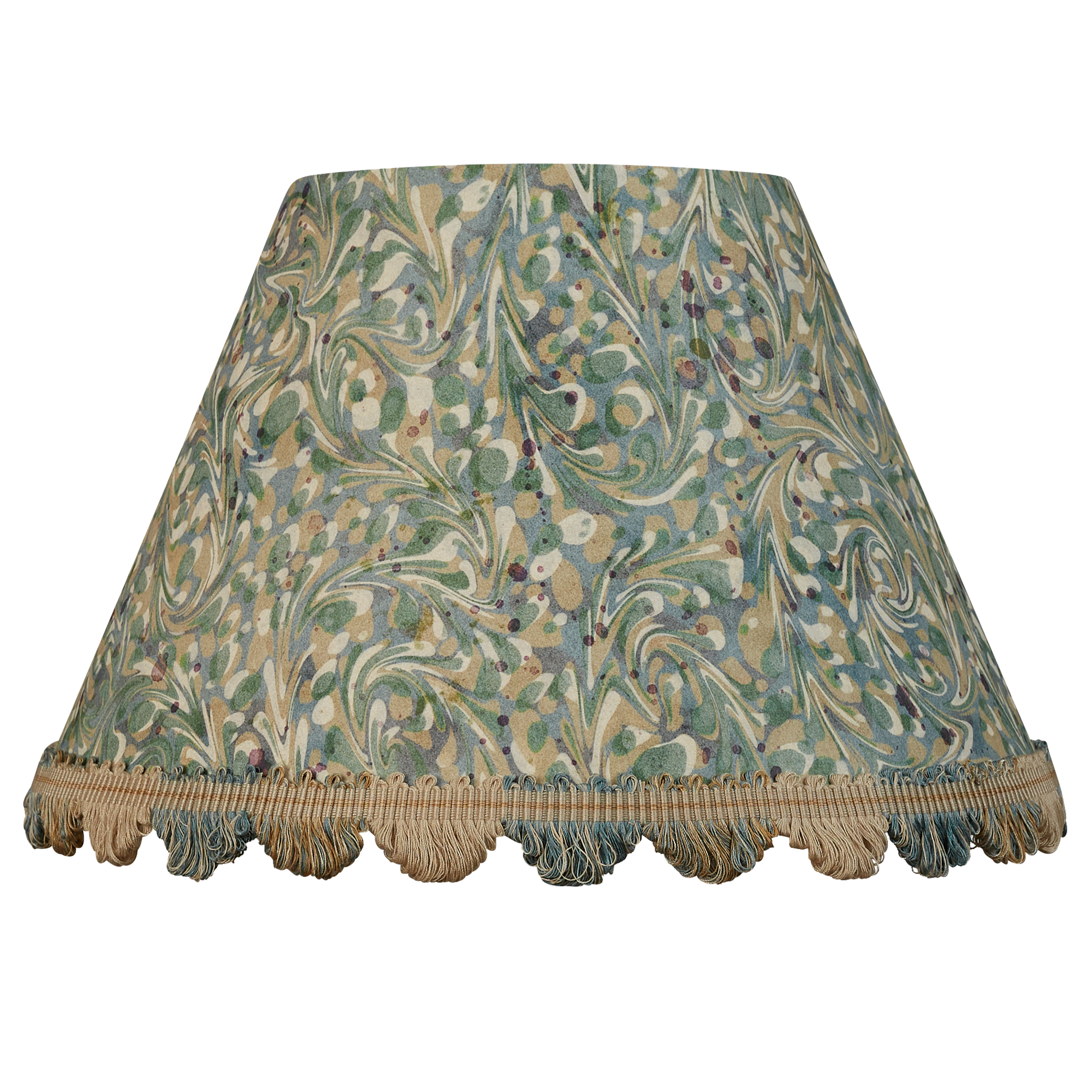 12 inch Aqua marbled card shade with fan edge trim