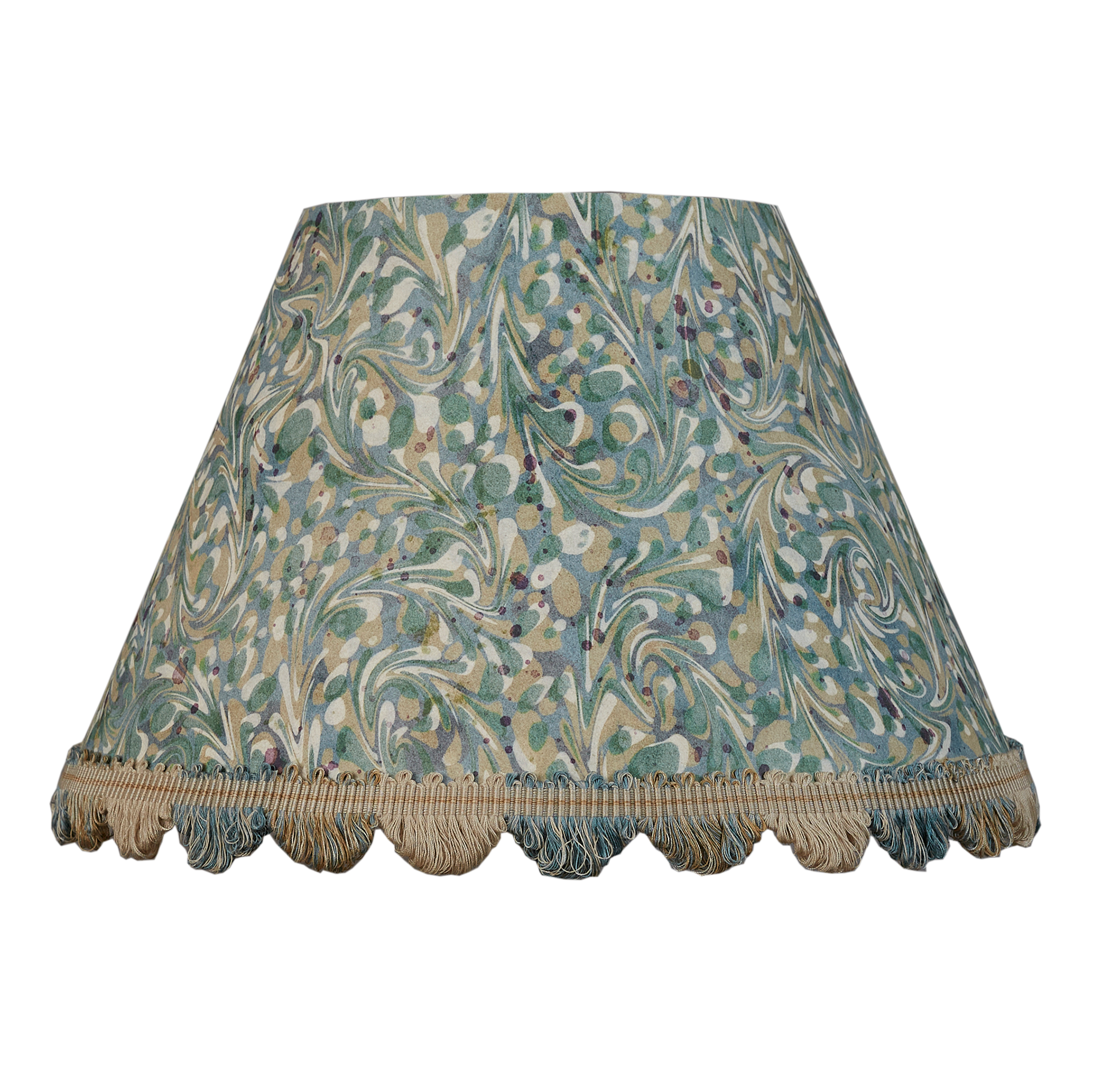 12 inch Aqua marbled card shade with fan edge trim