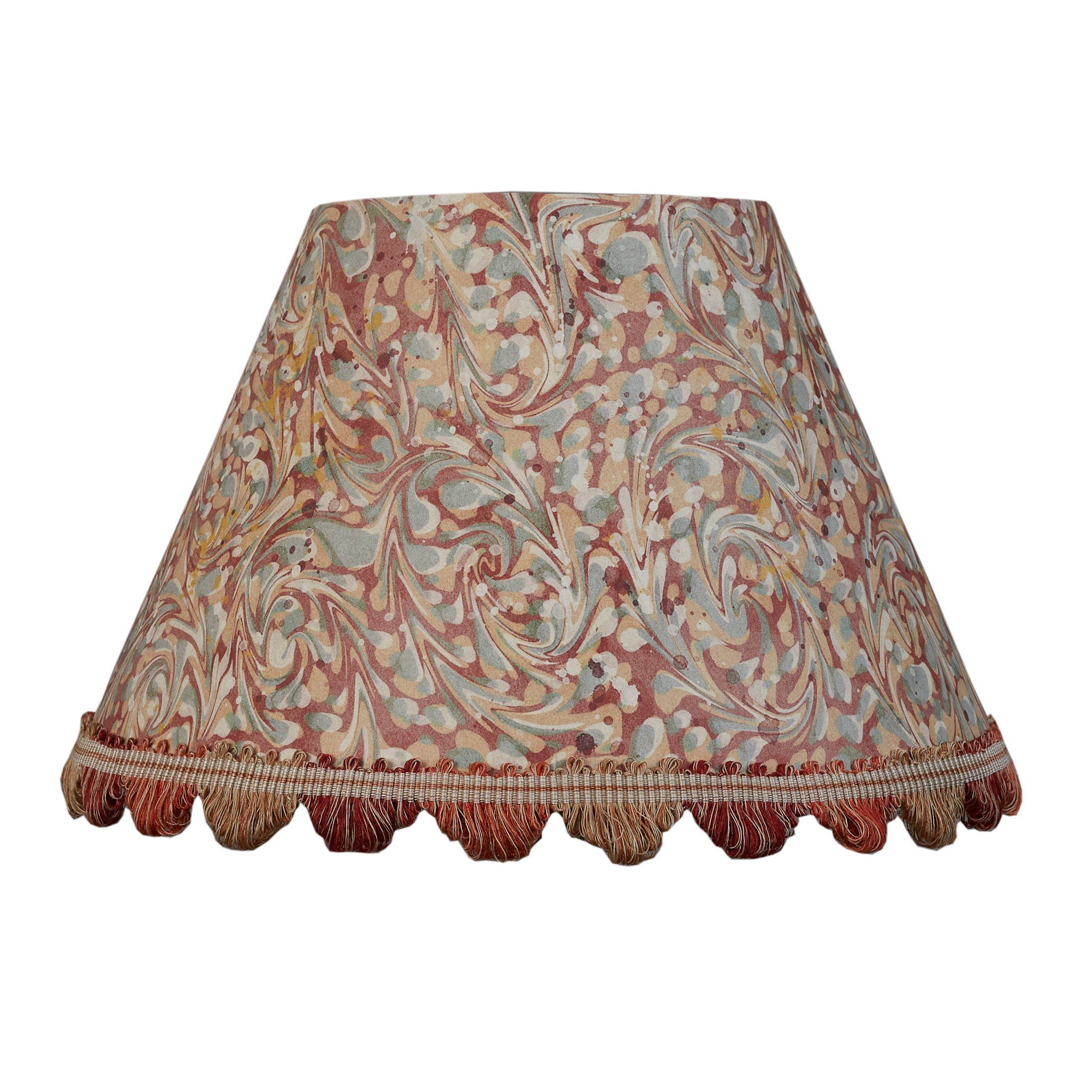12 inch Terracotta marbled card shade with fan edge trim
