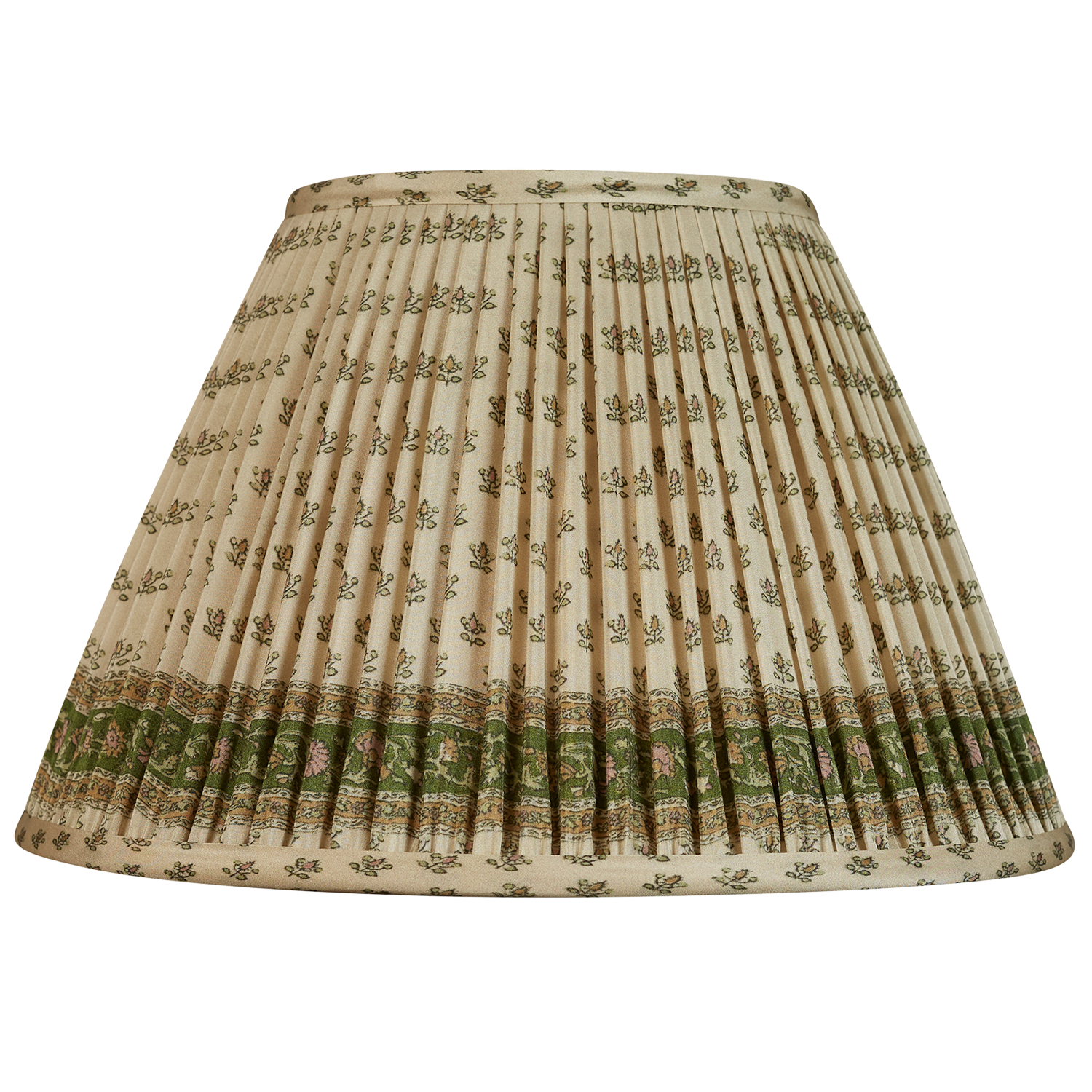 12 inch Petites fleurs sari style gathered silk French drum lampshade with border