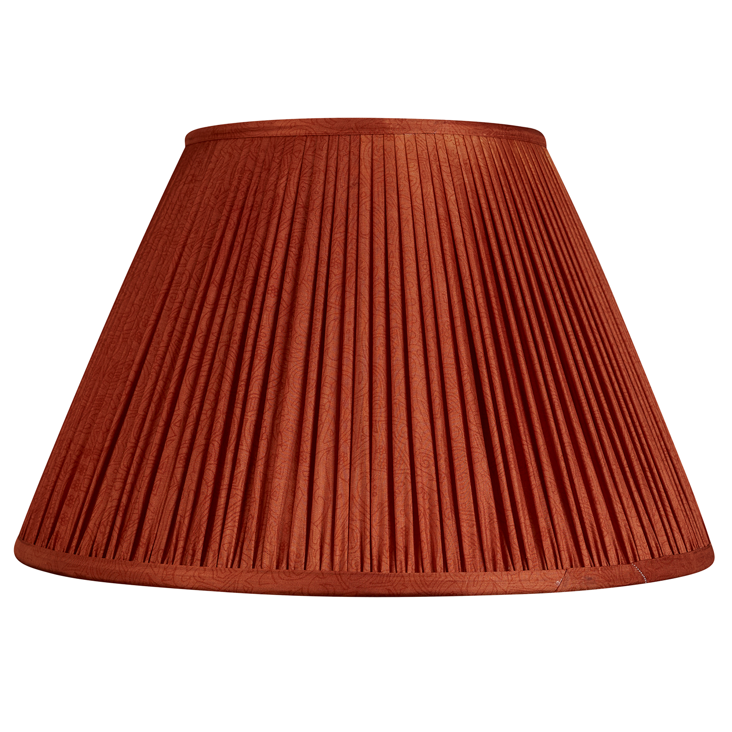 14 inch (36cm)  Terracotta and red geometric design French drum silk sari lampshade