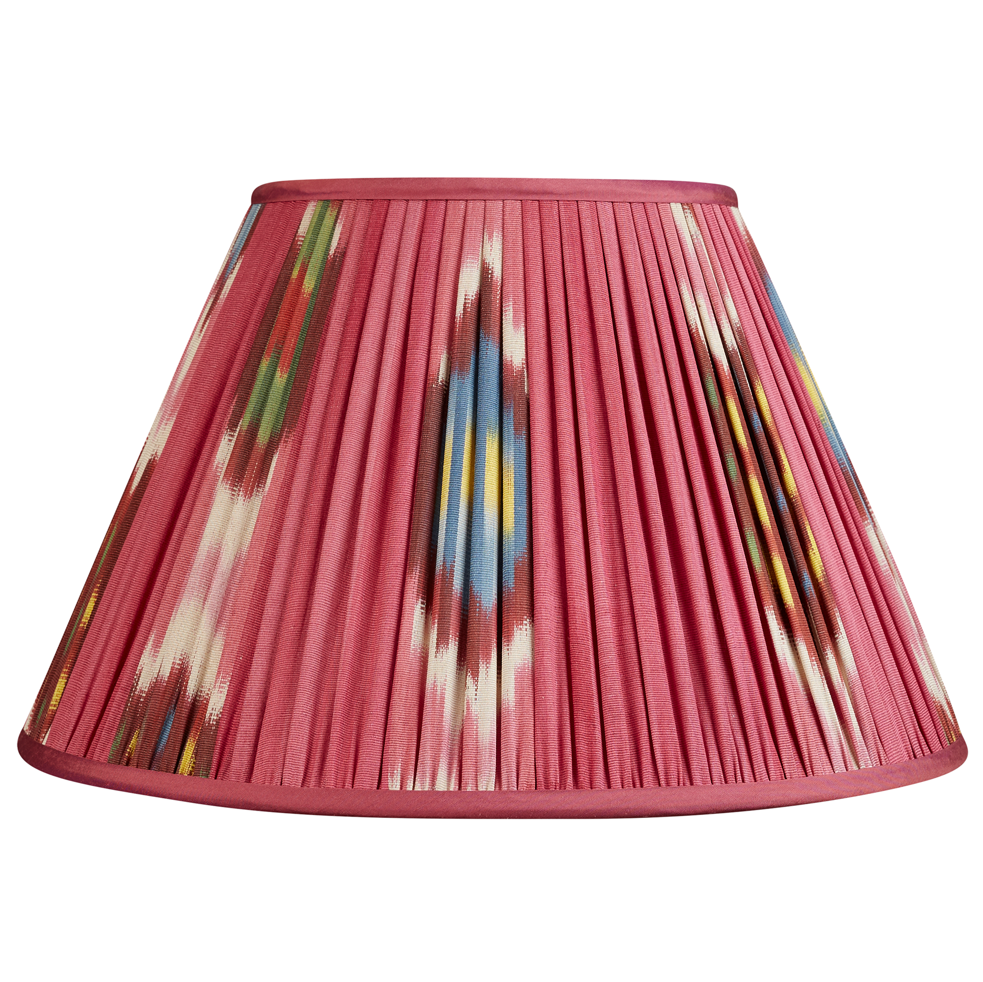 14 inch (36cm) Magenta French drum silk and cotton ikat lampshade