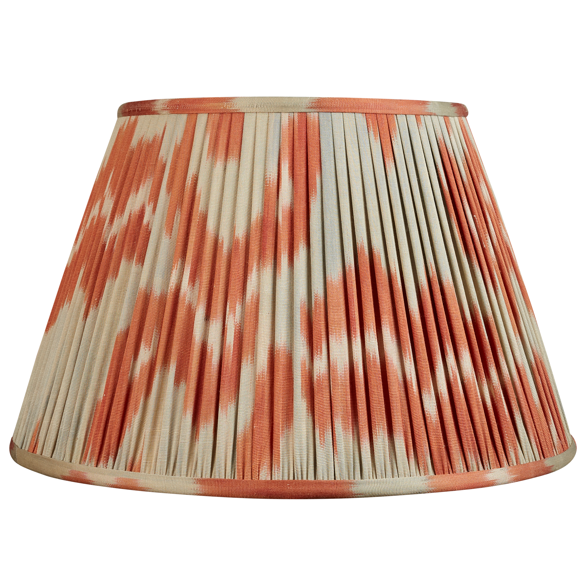 14 inch (36cm) Cintamani  design faded blue and red silk/cotton ikat lampshade