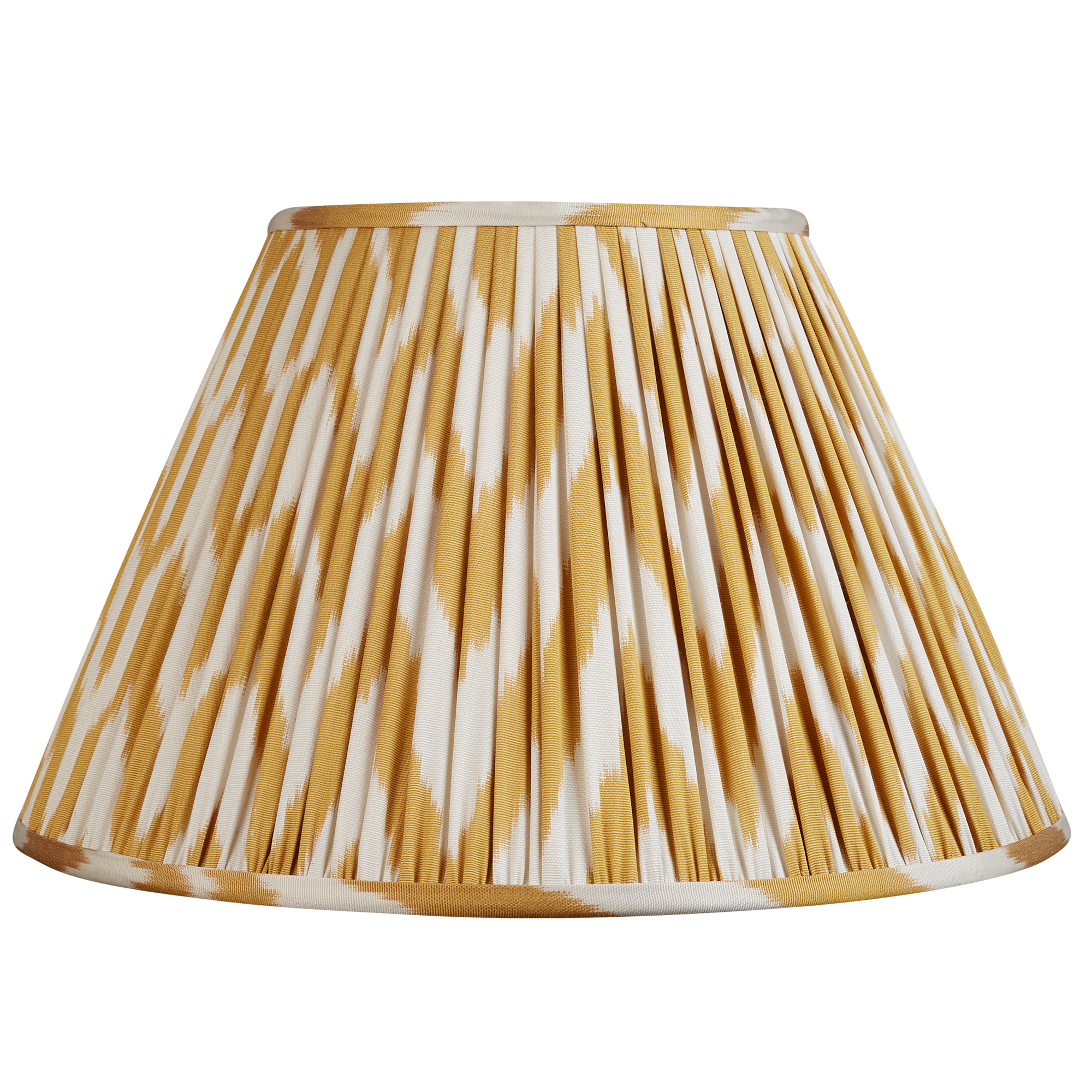 14 inch (36cm) Yellow and white French drum silk/cotton ikat lampshade