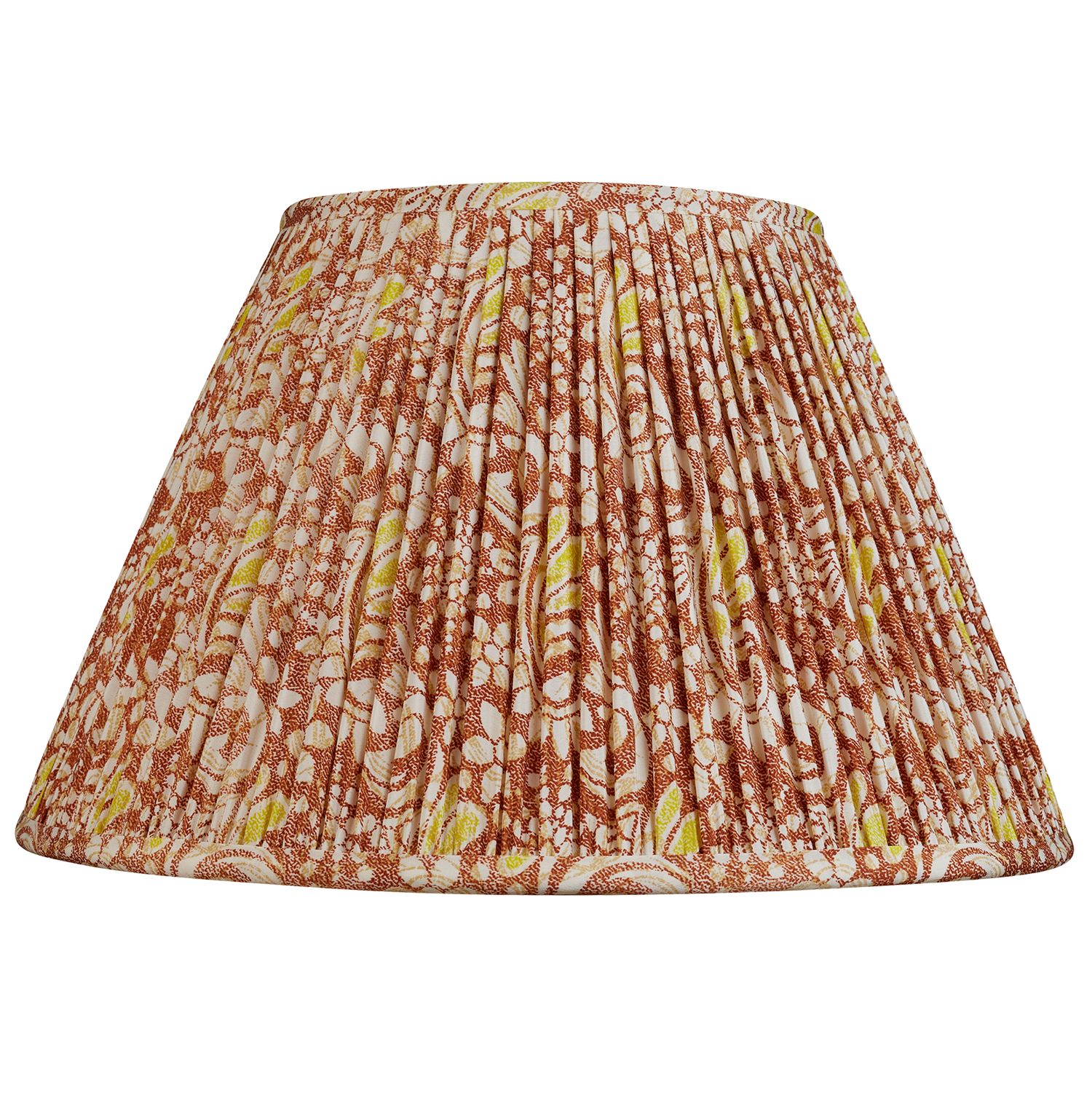 14 inch (36cm) Brown and lime green floral silk sari lampshade